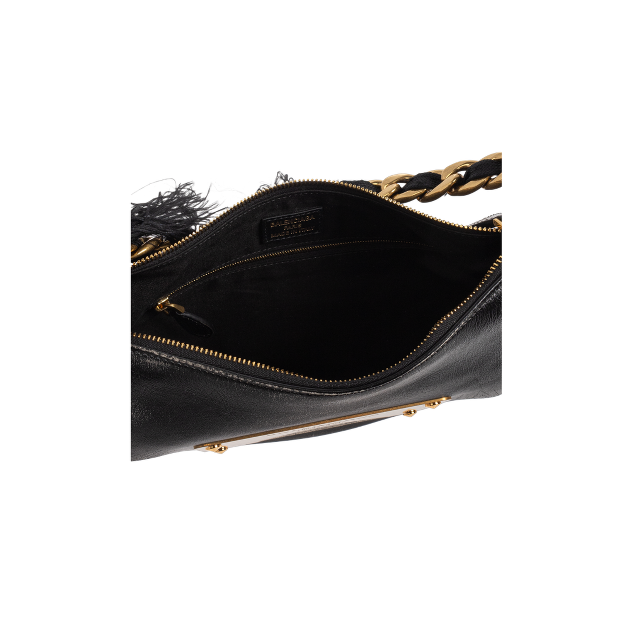 Leather Shoulder Bag Vintage Effect - Black - Image 5