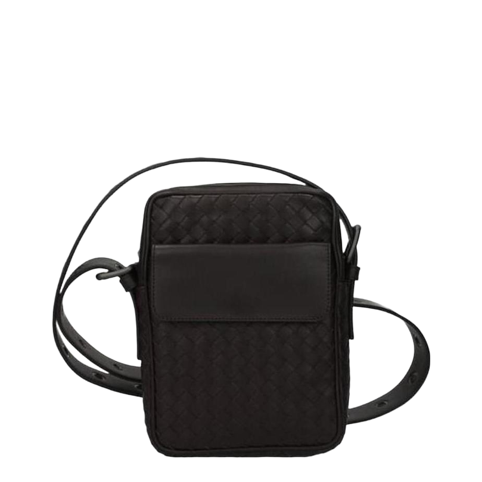 Intrecciato Leather Shoulder Bags - Black - Image 1