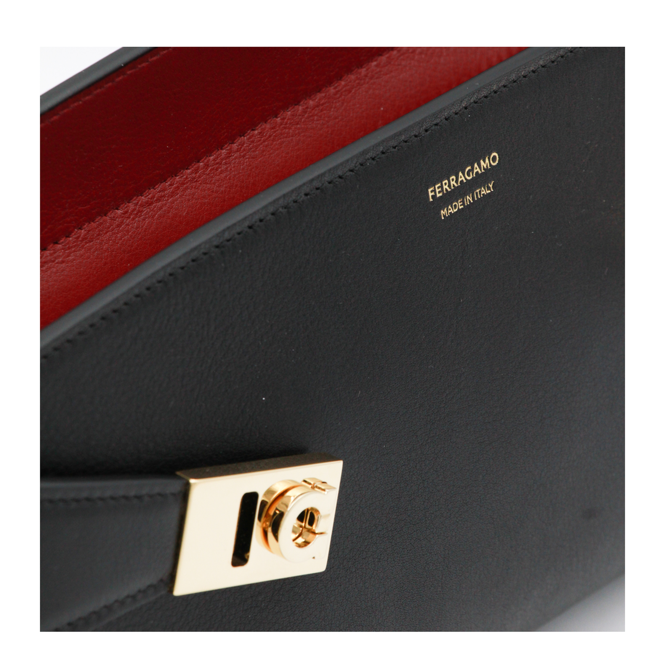 Hug East-West Calfskin Shoulder Bag - Black / Burgundy - Image 8