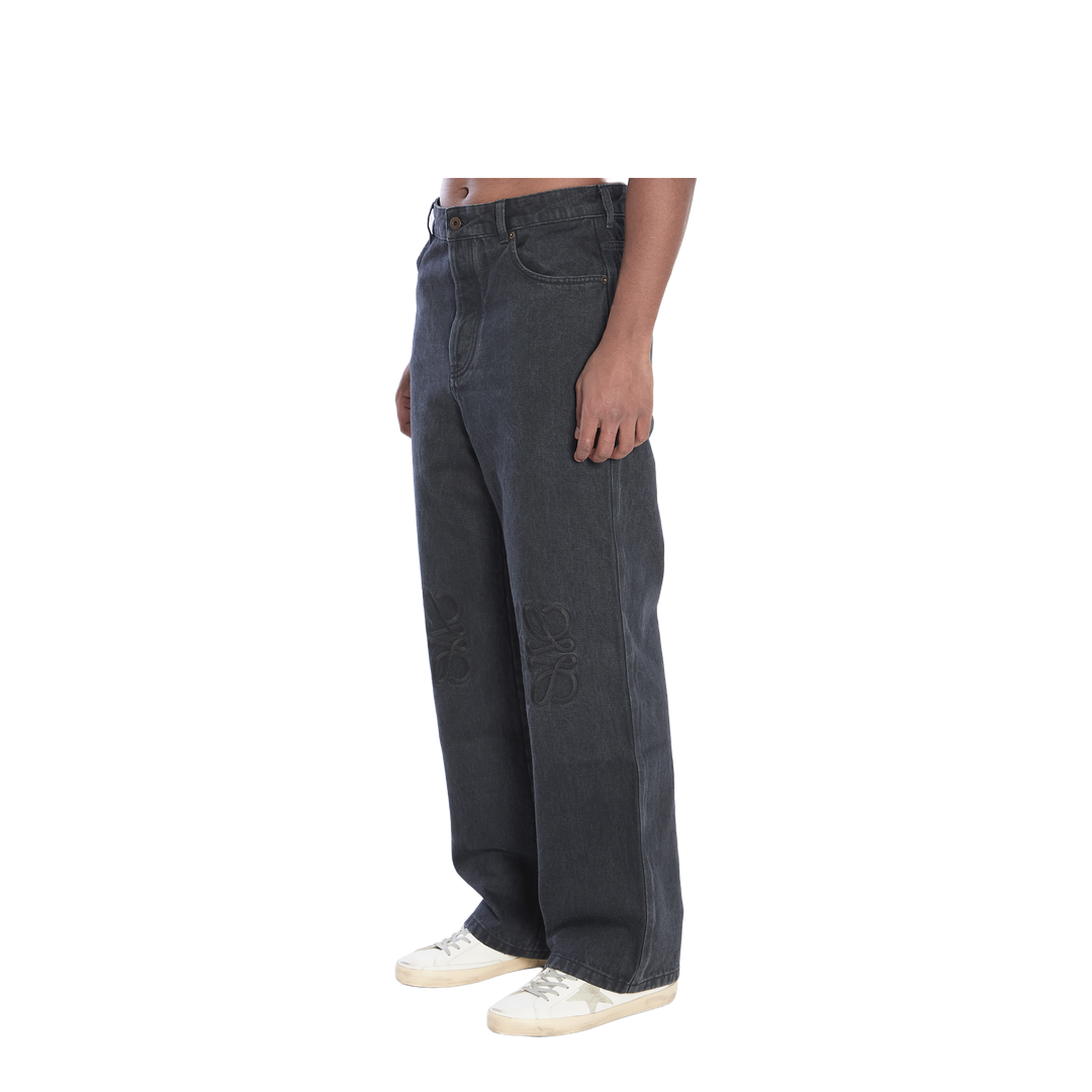 Anagram Baggy Jeans in Denim Black - Image 2