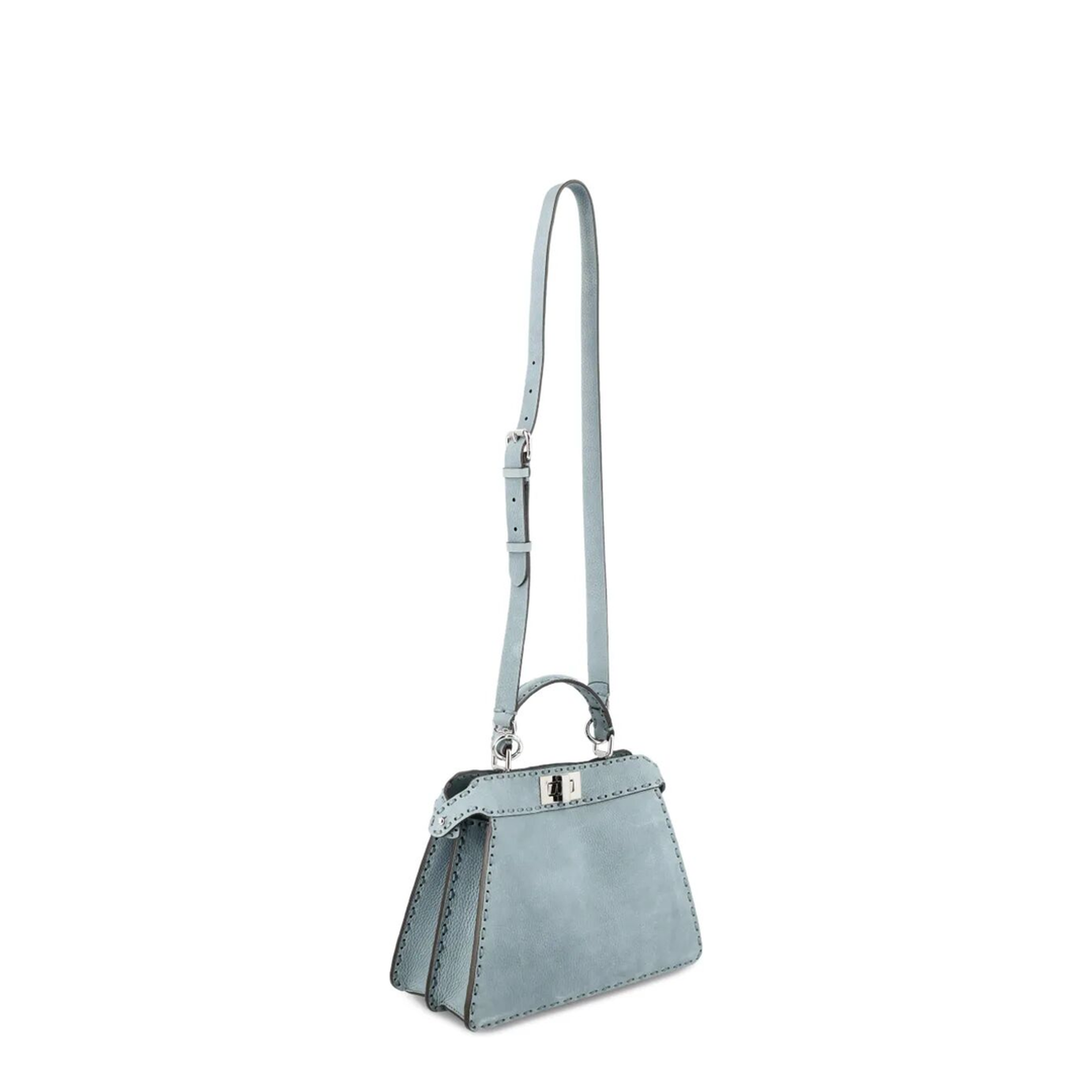 Peekaboo ISeeU Small Calfskin Tote - Mercury Blue - Image 3