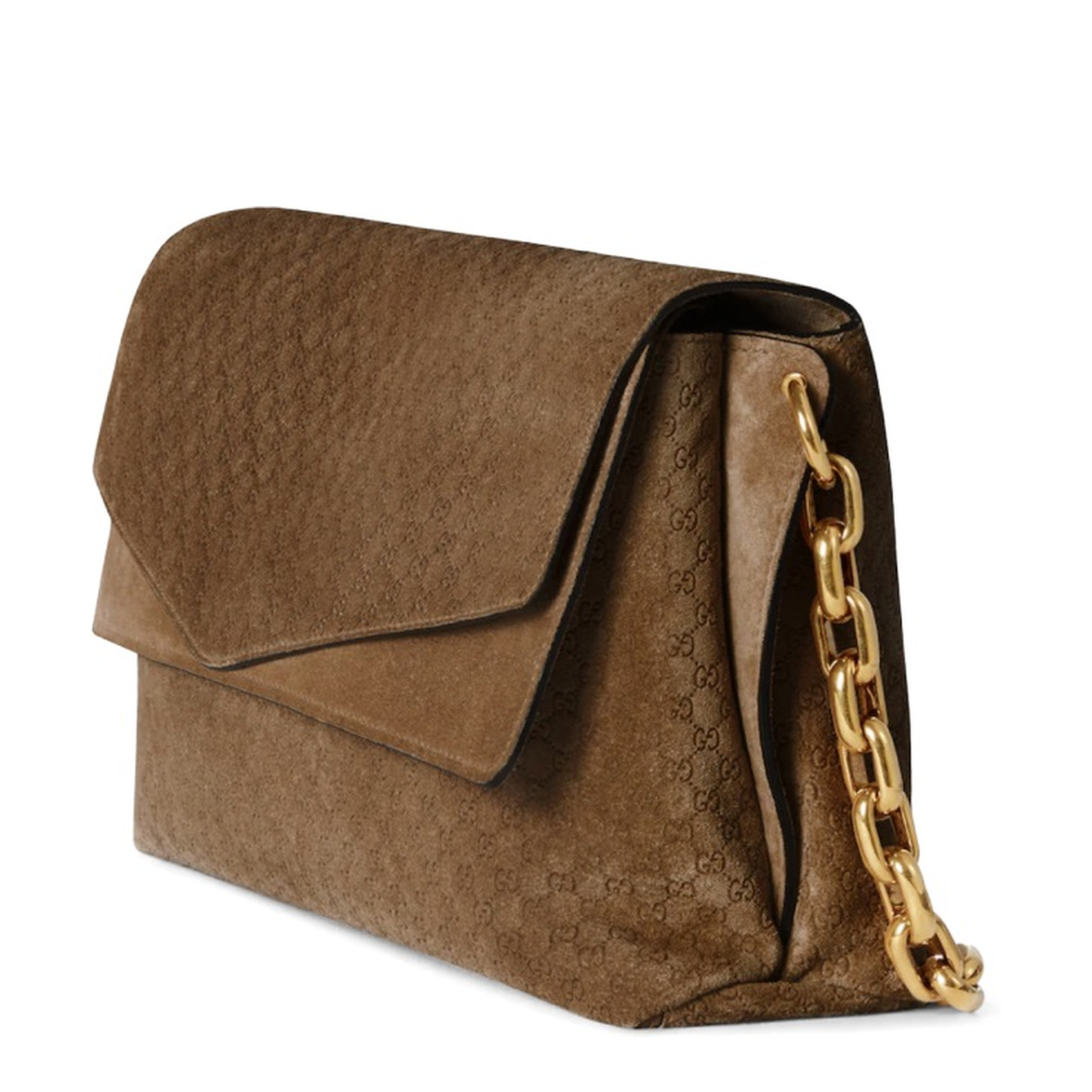 Large Shoulder Bag GG Suede Brown - Image 3