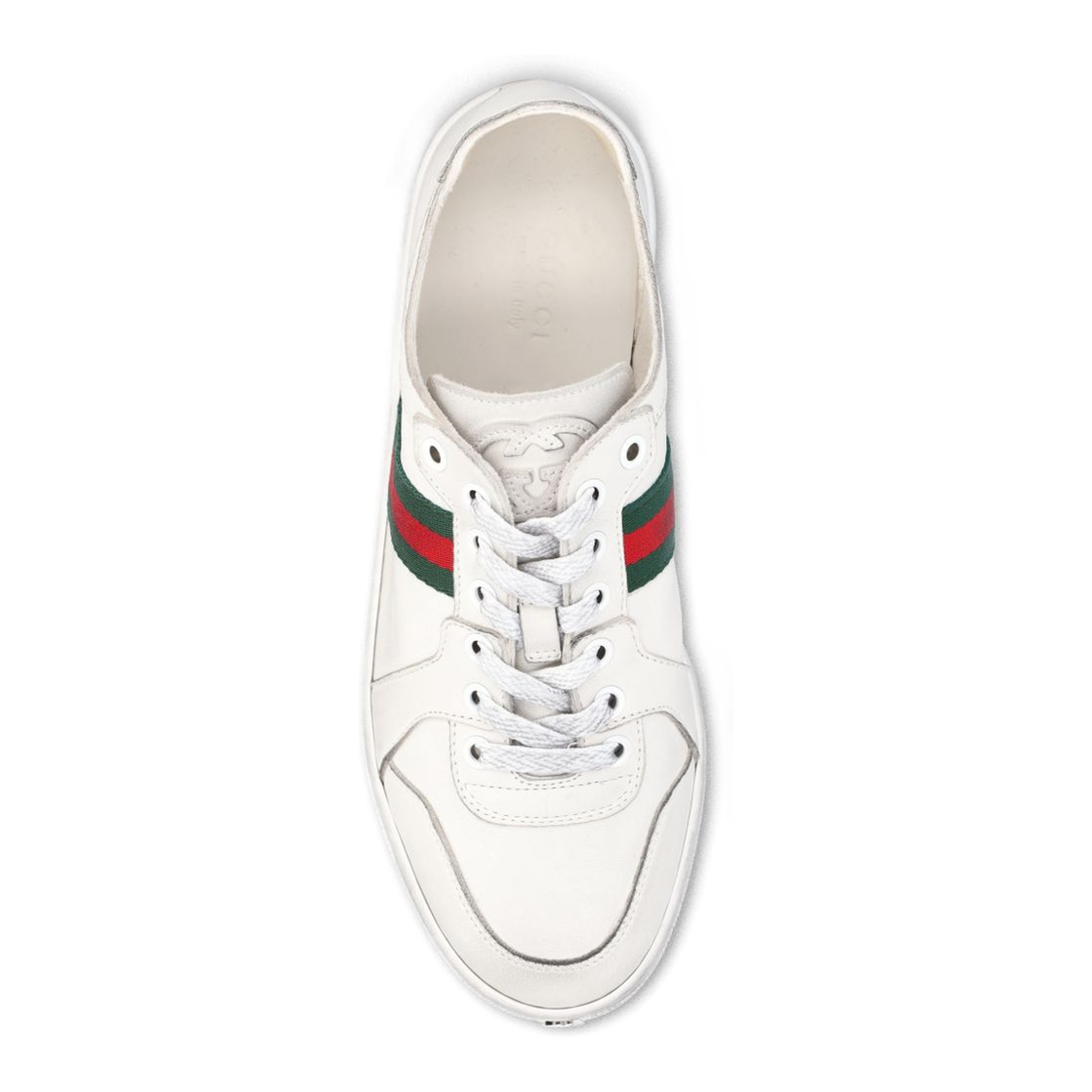 Stretch Low-Top Trainer in White Leather - Image 4