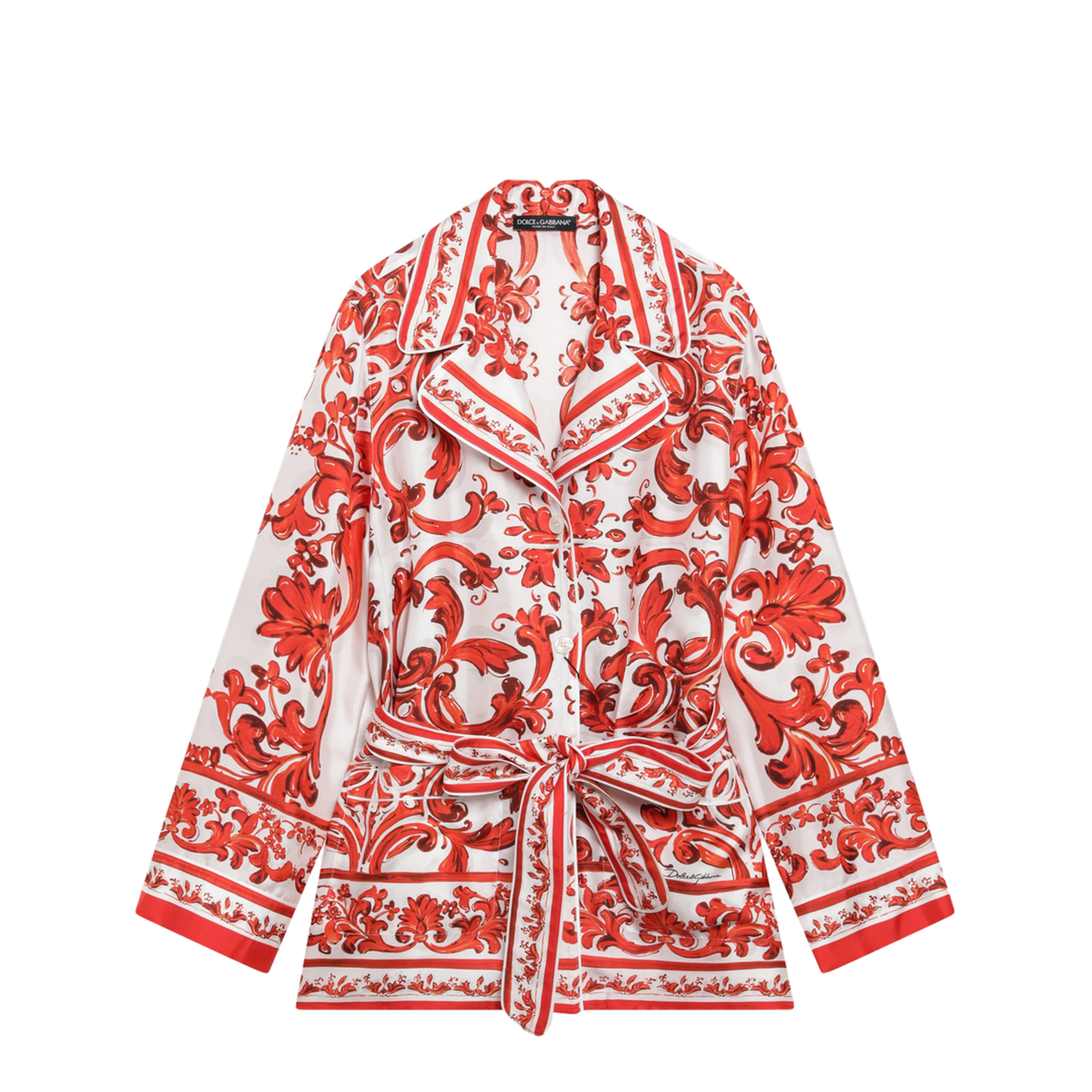 Vanity Shirt in Silk with Majolica Print, Multicolor - Image 1