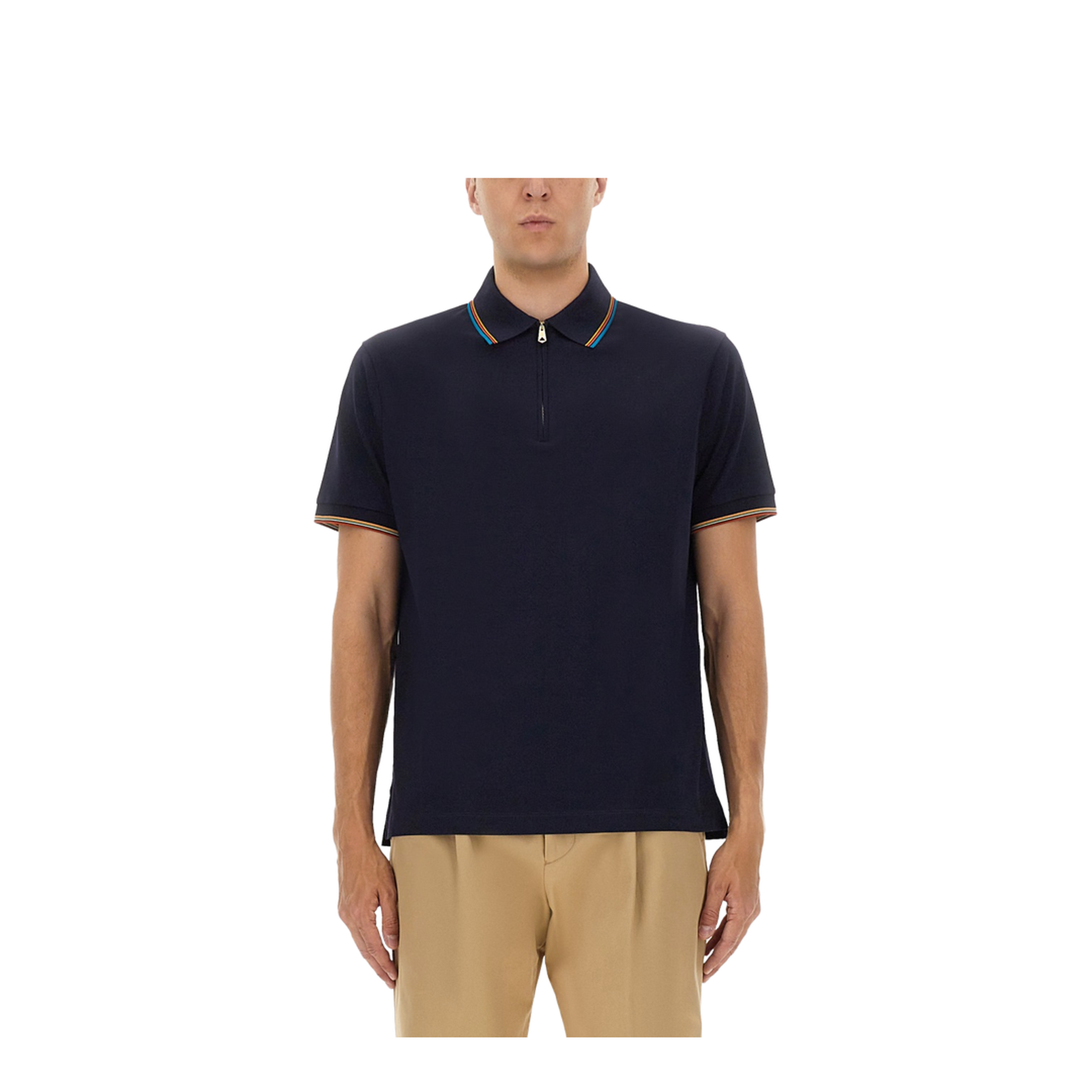 Cotton Polo Shirt with Zipper - Image 1