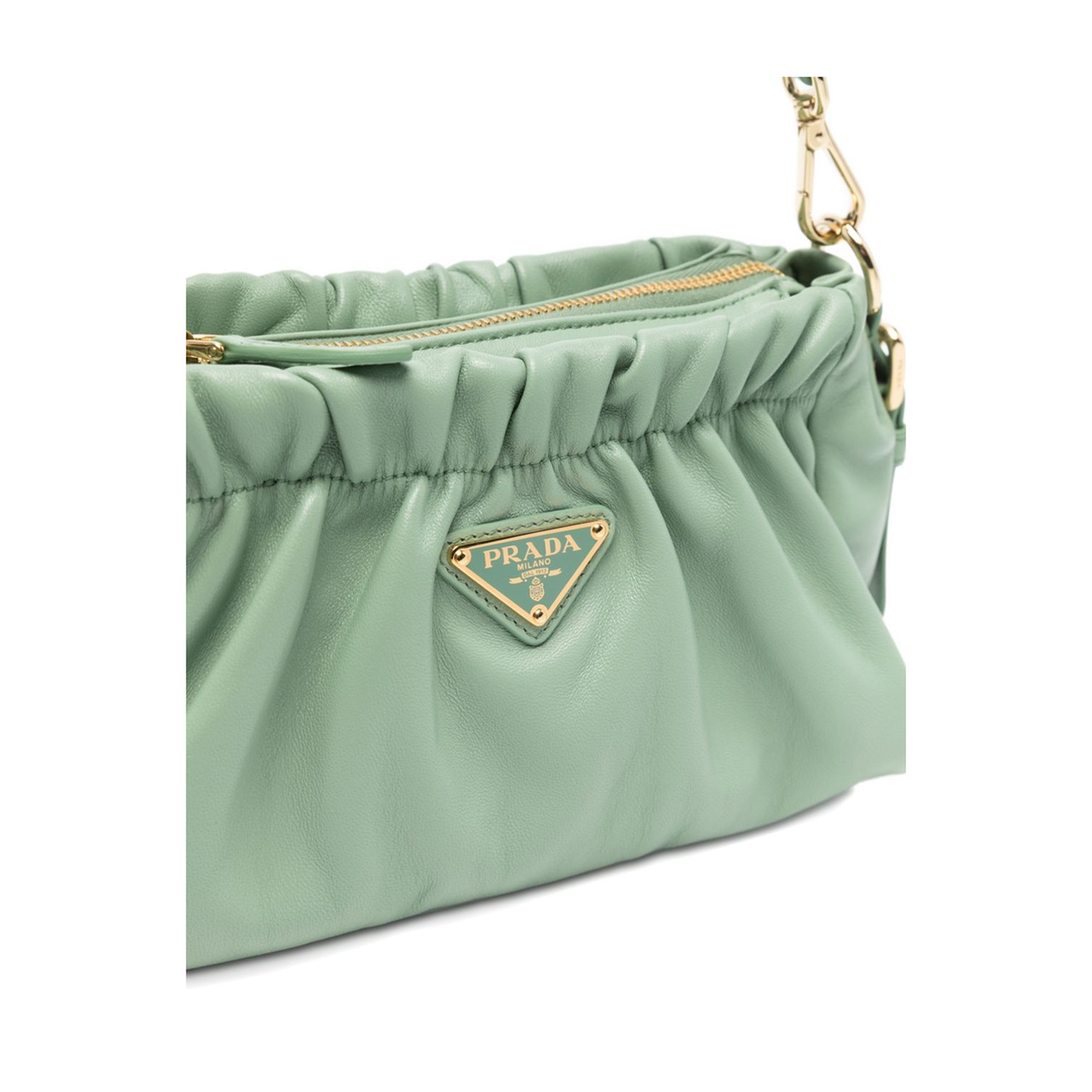 Gathered Nappa Handbag - Acquamarina - Image 2