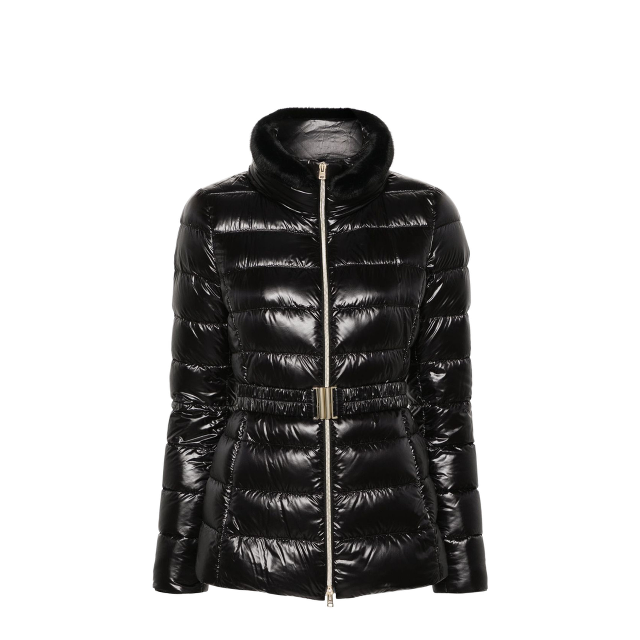 Belted High-Neck Down Jacket - Image 1