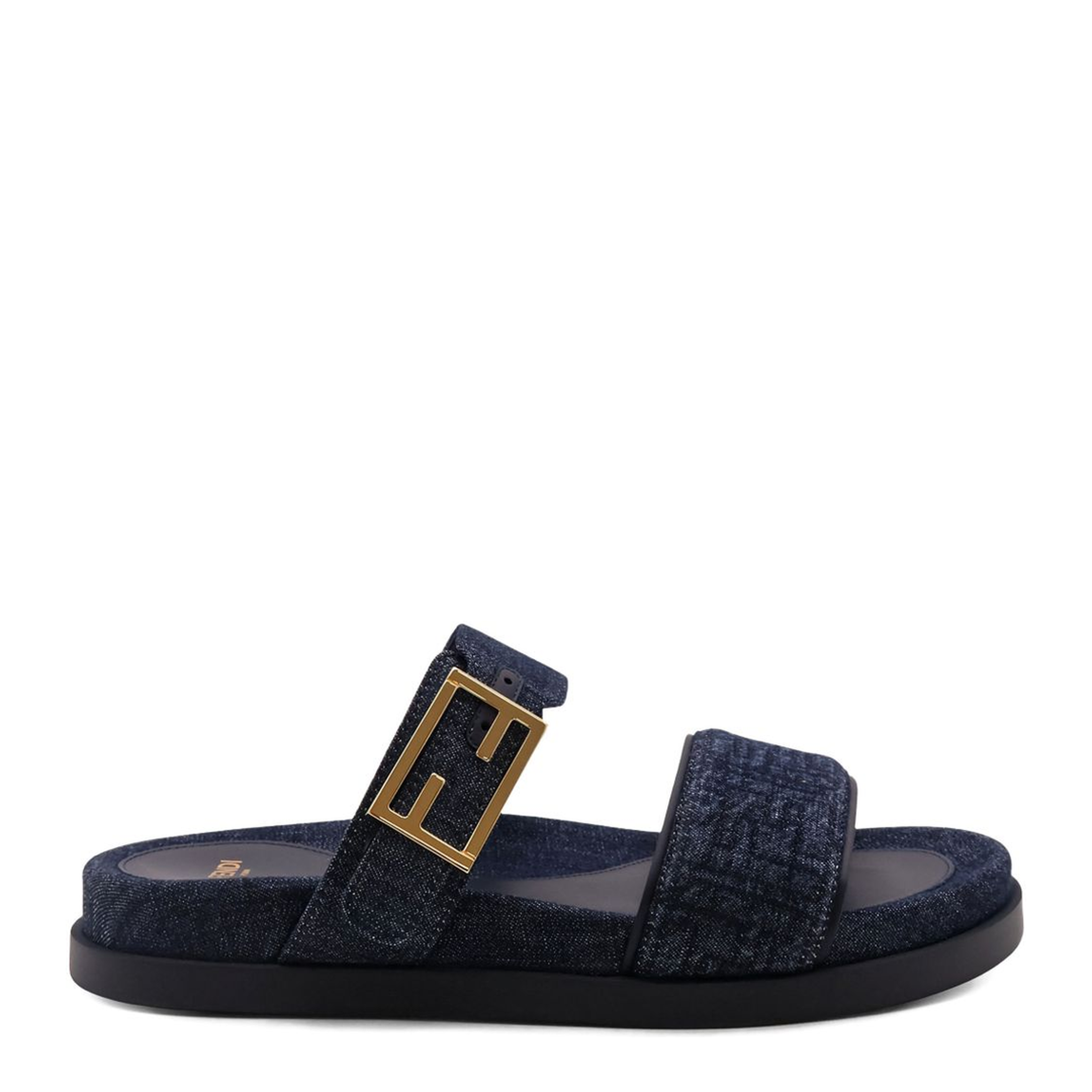 Dark Blue Denim Fabric Slides - Image 1