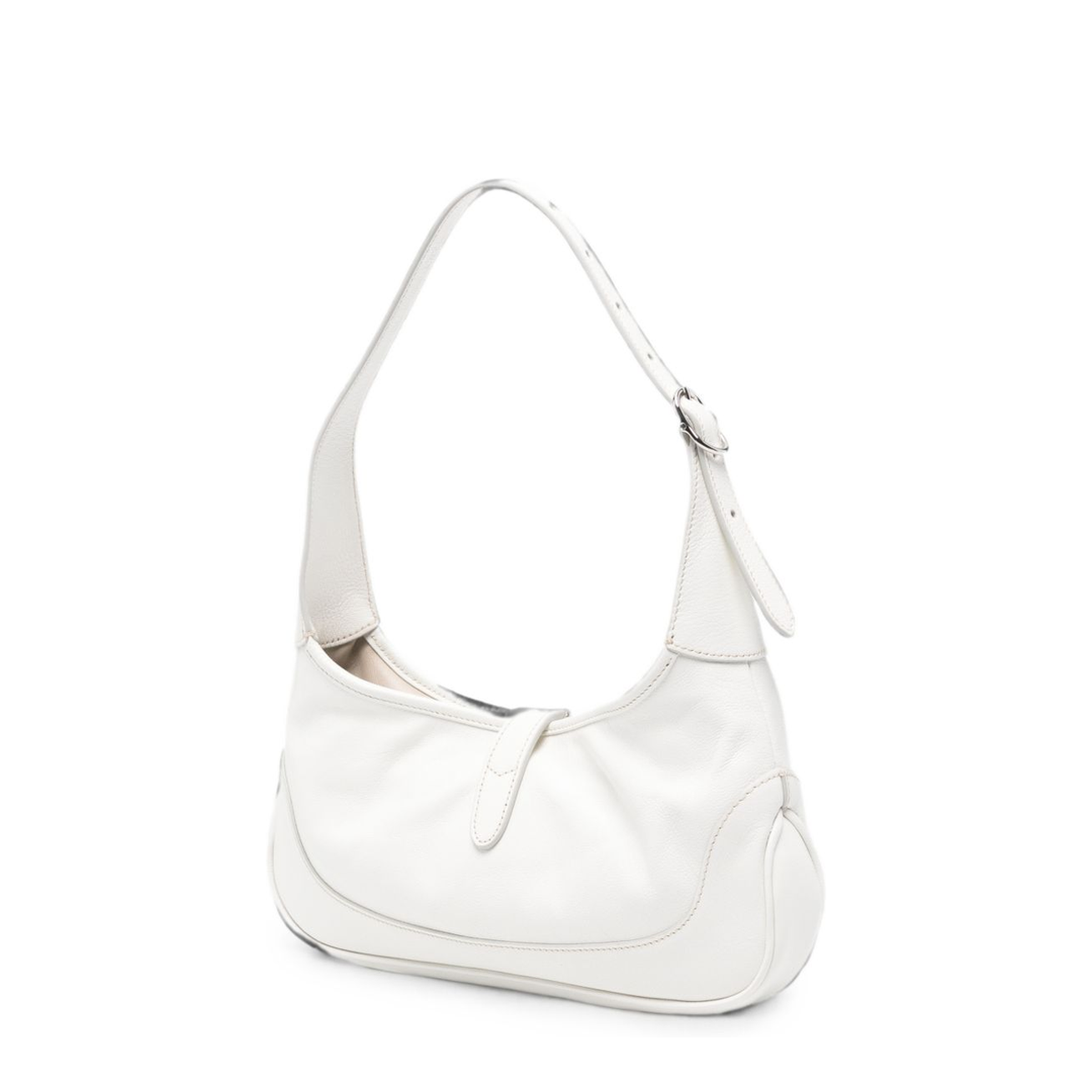 Jackie Slim Medium Soft Grain Leather Shoulder Bag - White - Image 2