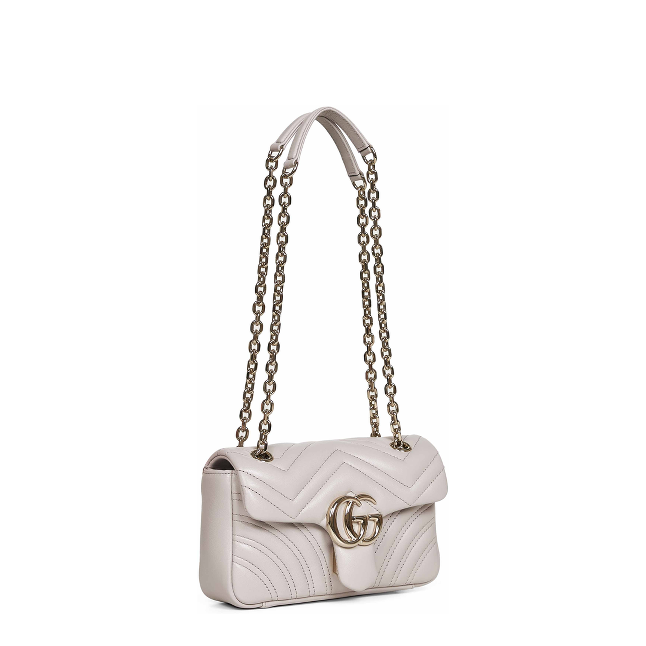 GG Marmont Small Matelassé Chevron Nappa Leather Shoulder Bag - Light Grey - Image 2