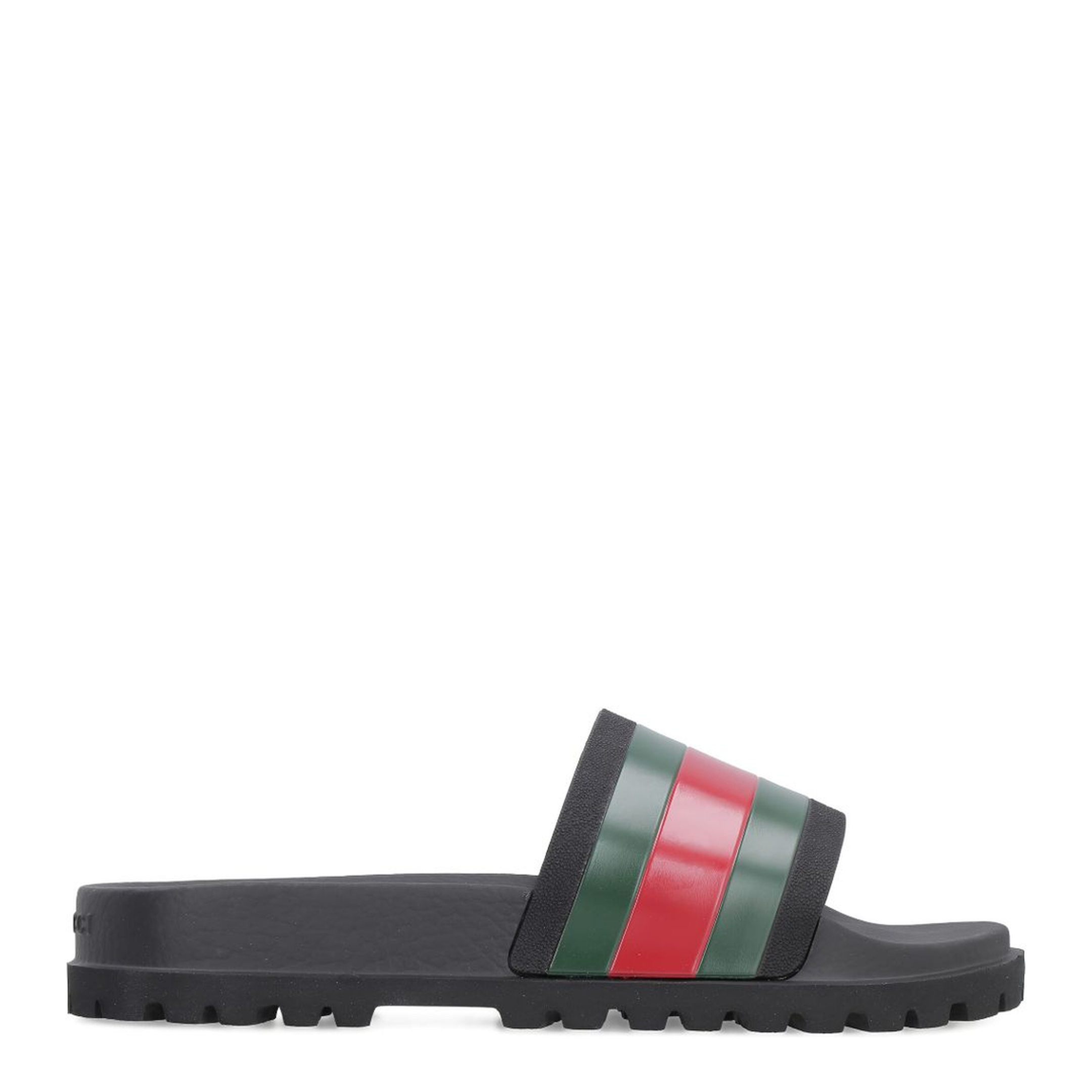 Black Rubber Web Slide Sandal - Image 1