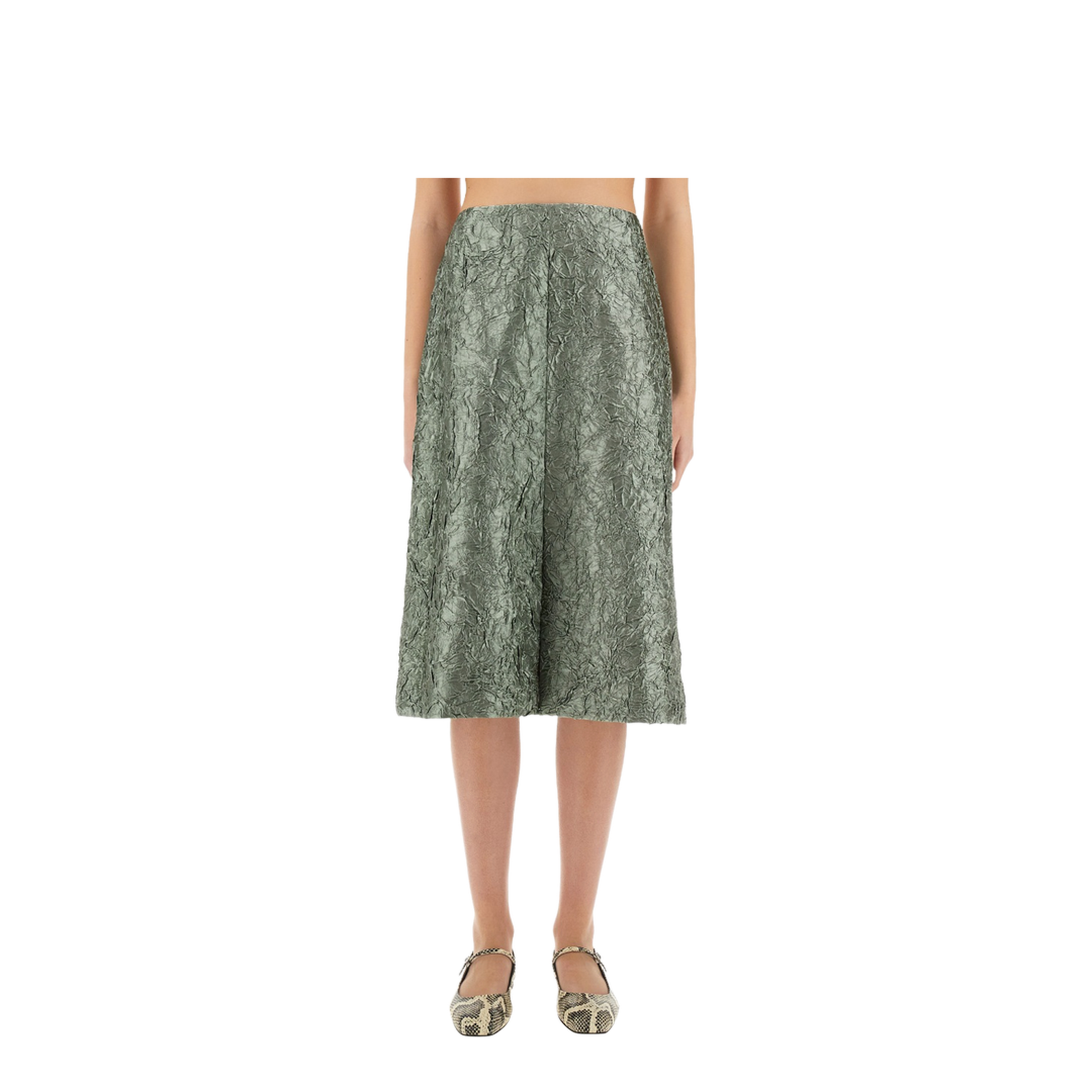 Ruched Satin Midi Skirt - Image 1