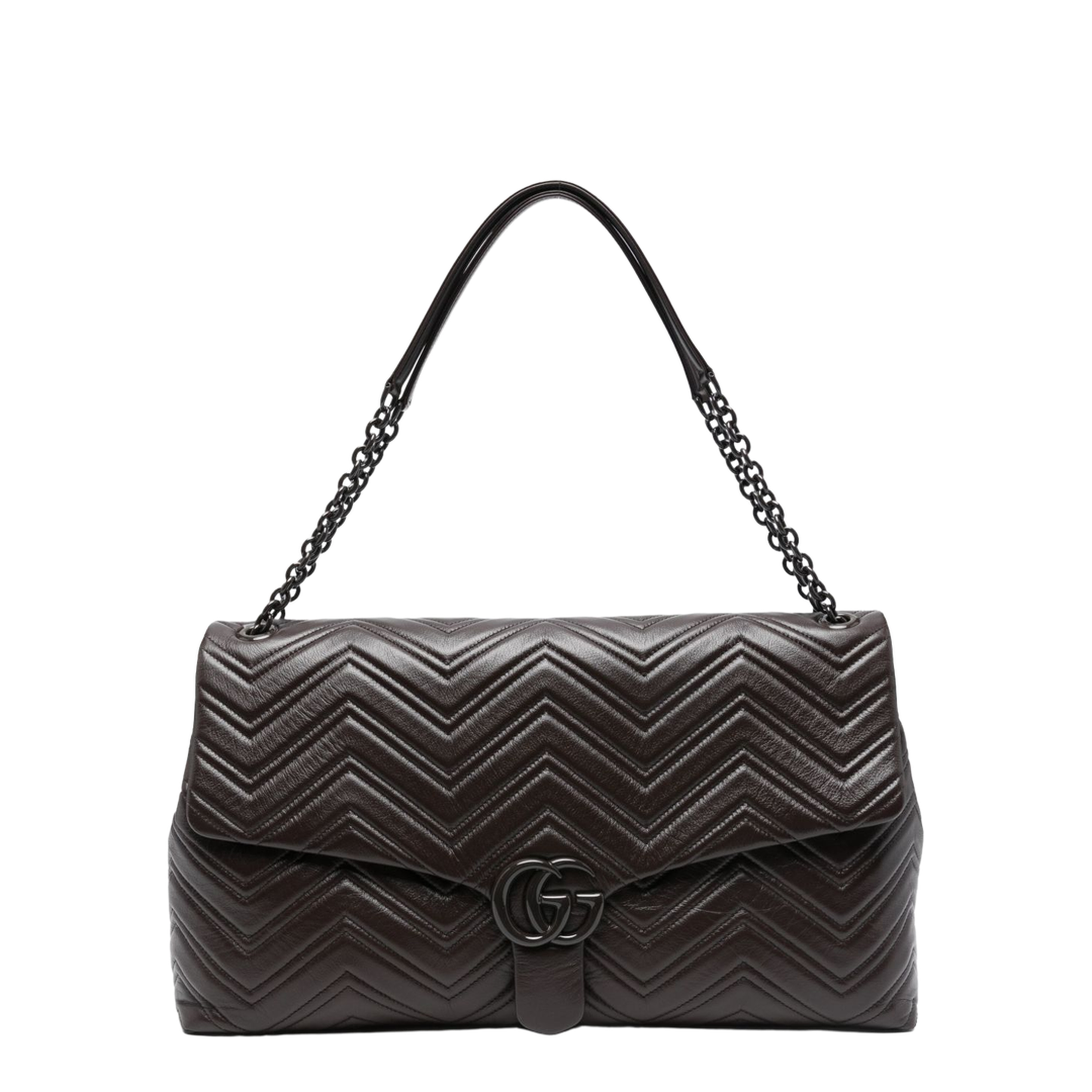 GG Marmont Maxi Matelassé Chevron Leather Shoulder Bag - Chocolate - Image 1
