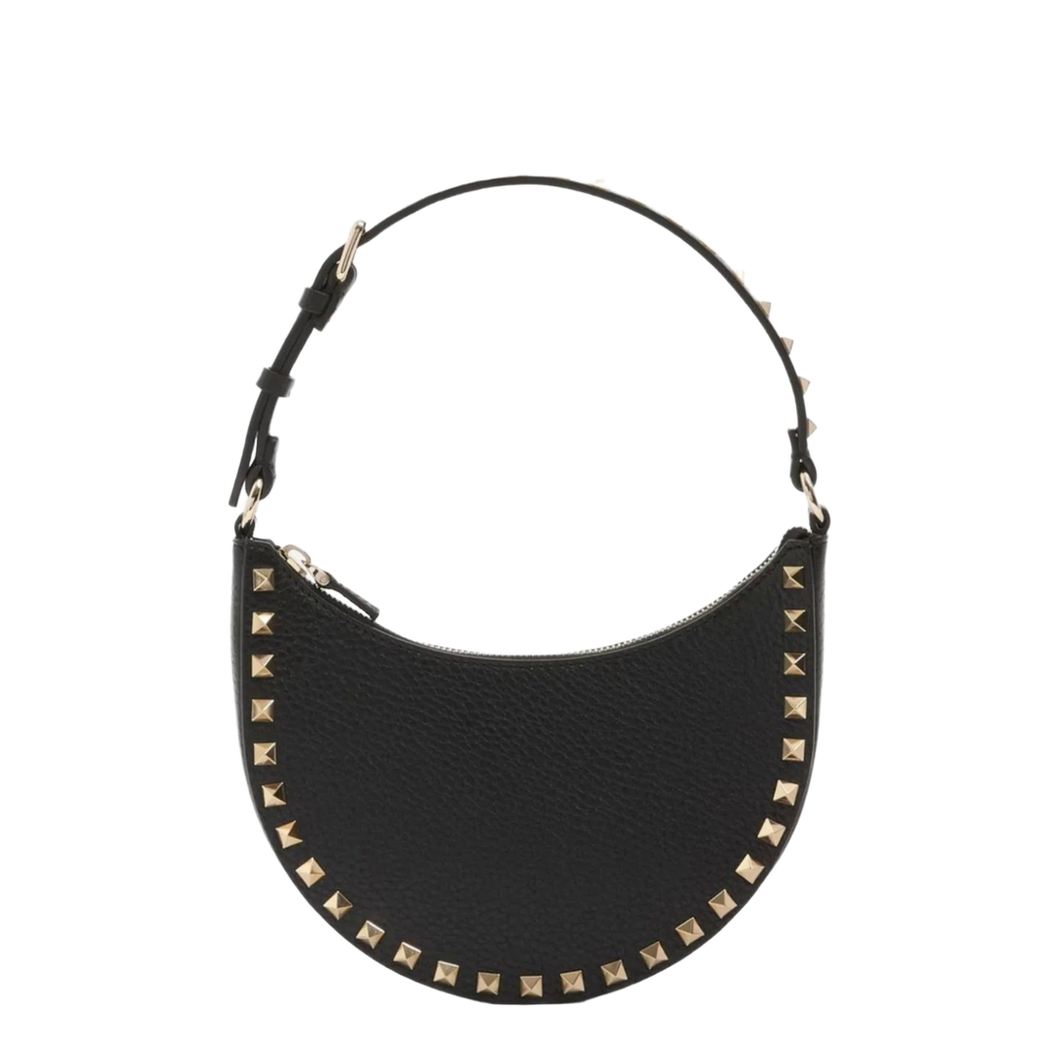 Rockstud Mini Grainy Calfskin Hobo Bag - Black - Image 3