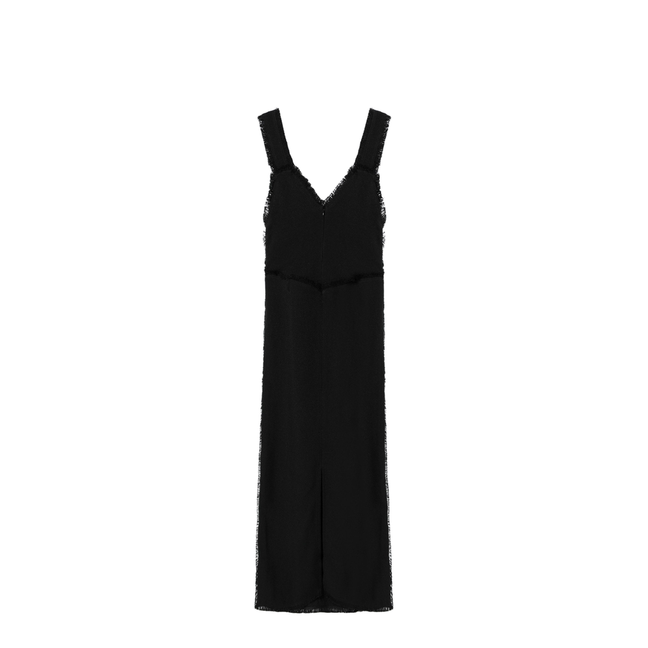 Black Slip Dress in Textured Sablé - Image 2