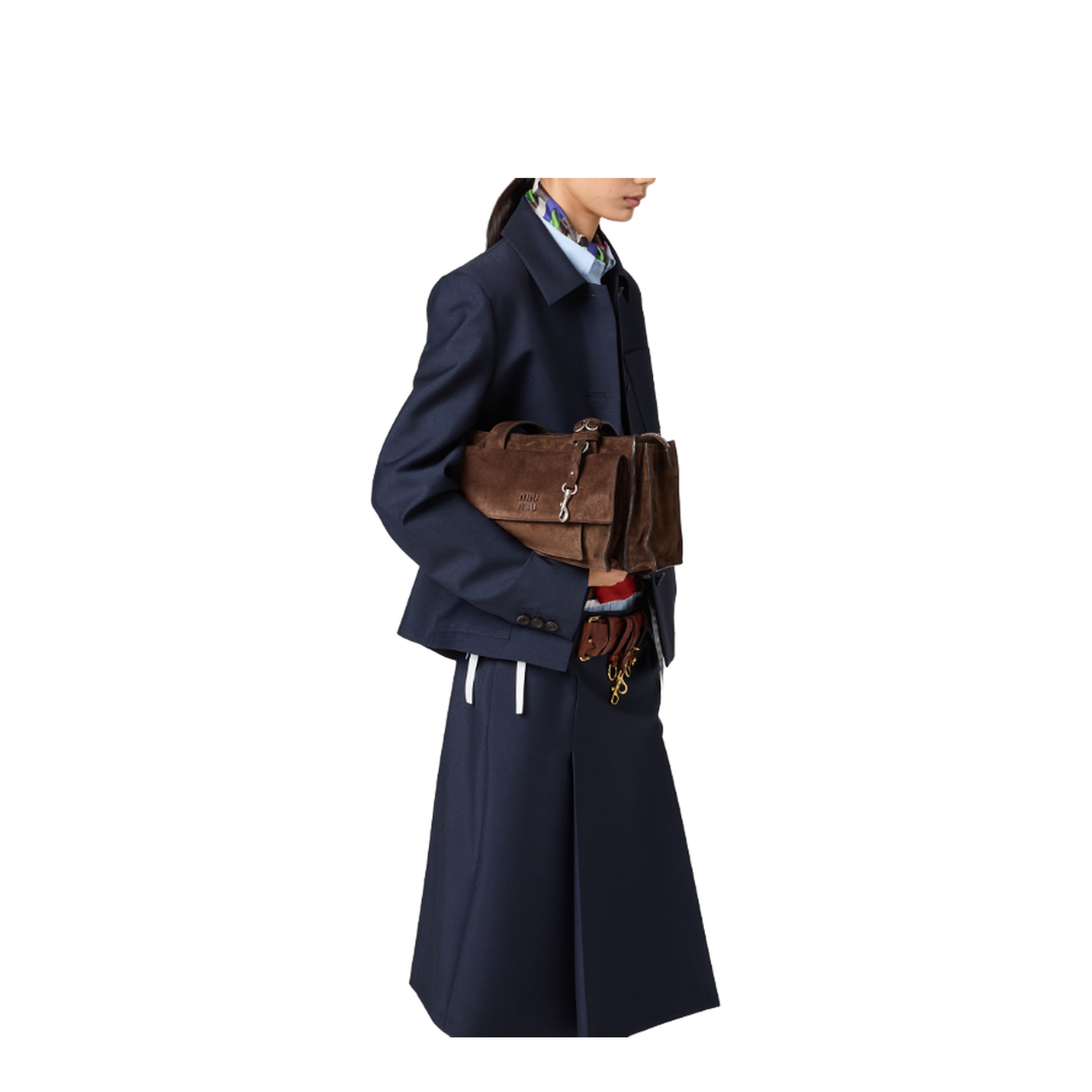 Dark Brown Suede Utilitaire Shopping Bag - Image 2