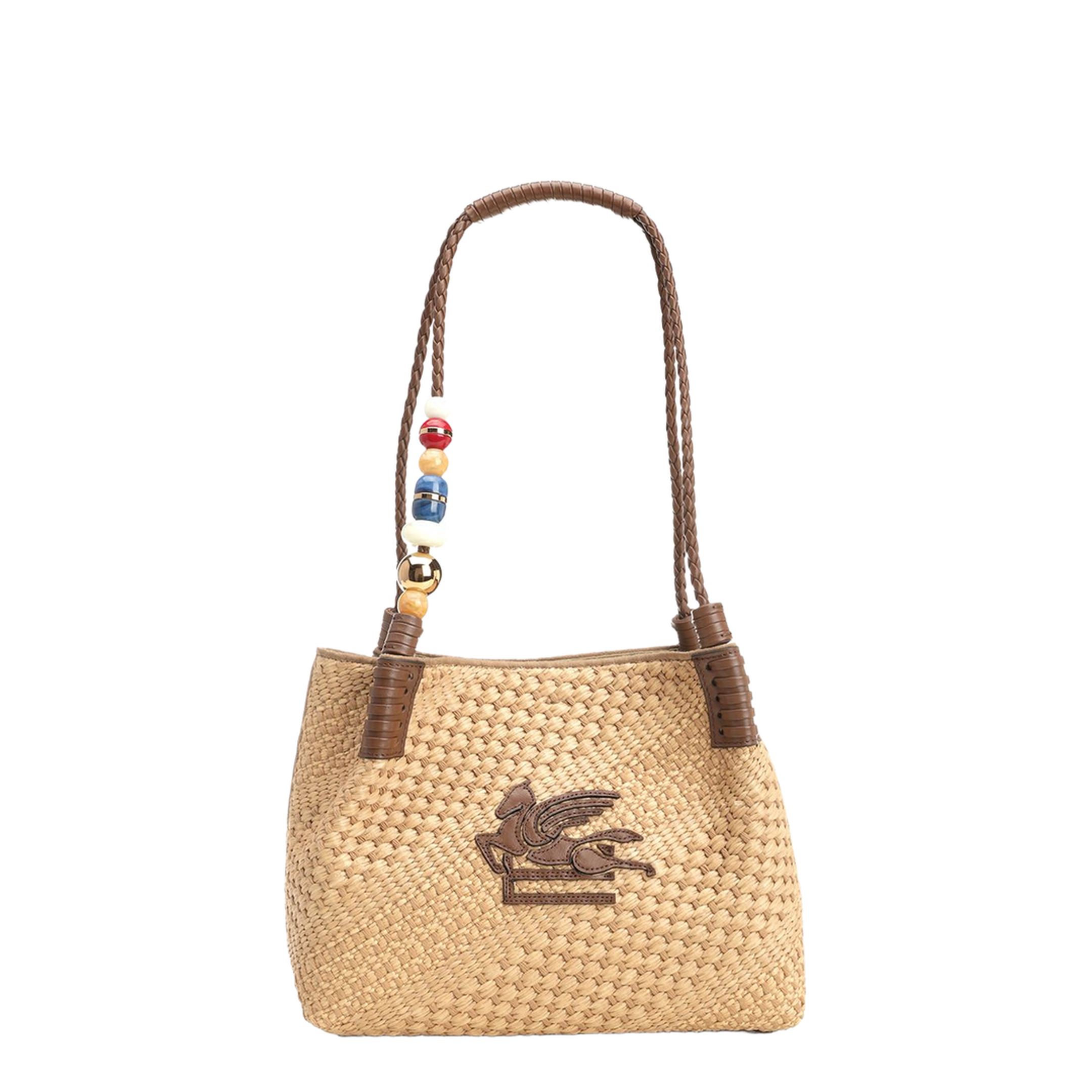 Small Raffia Libra Tote Bag - Brown - Image 1