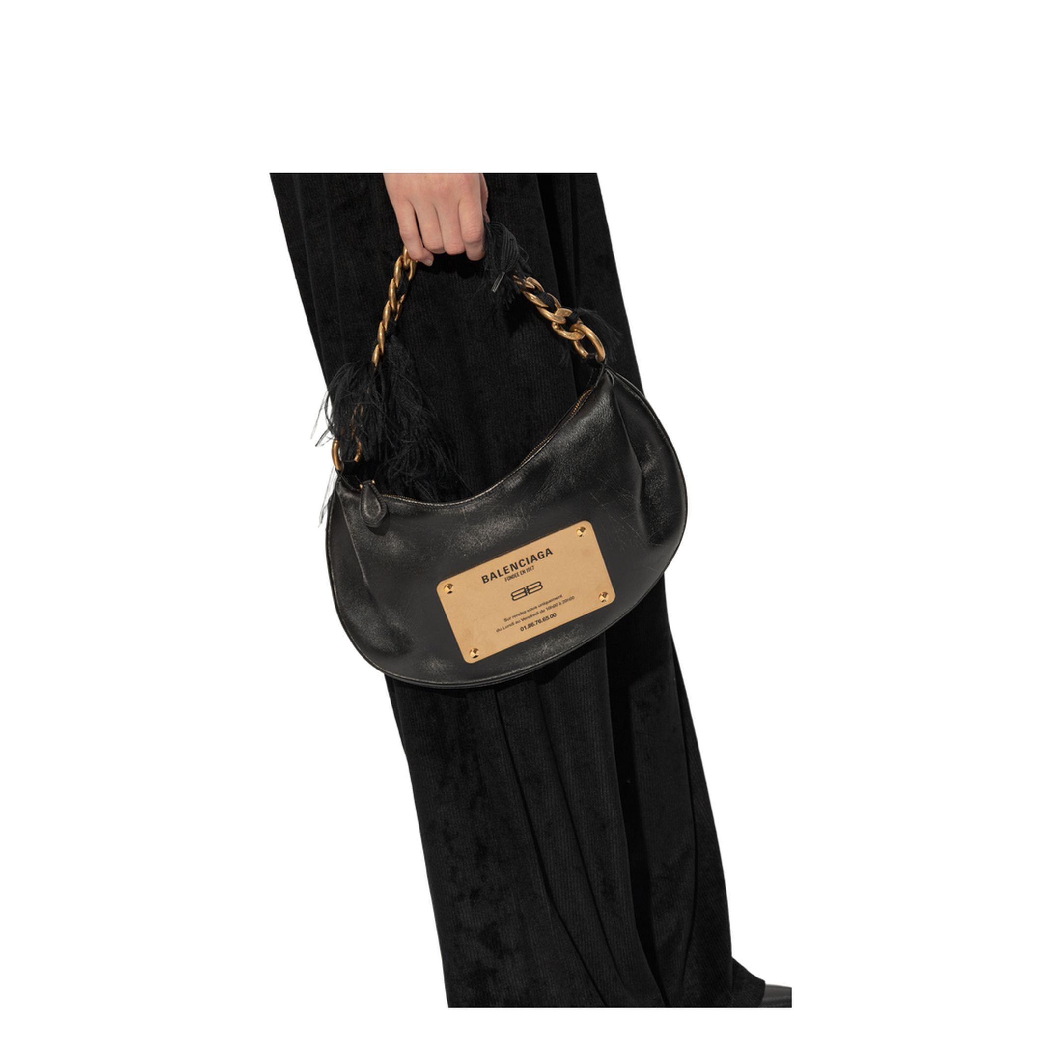 Leather Shoulder Bag Vintage Effect - Black - Image 2