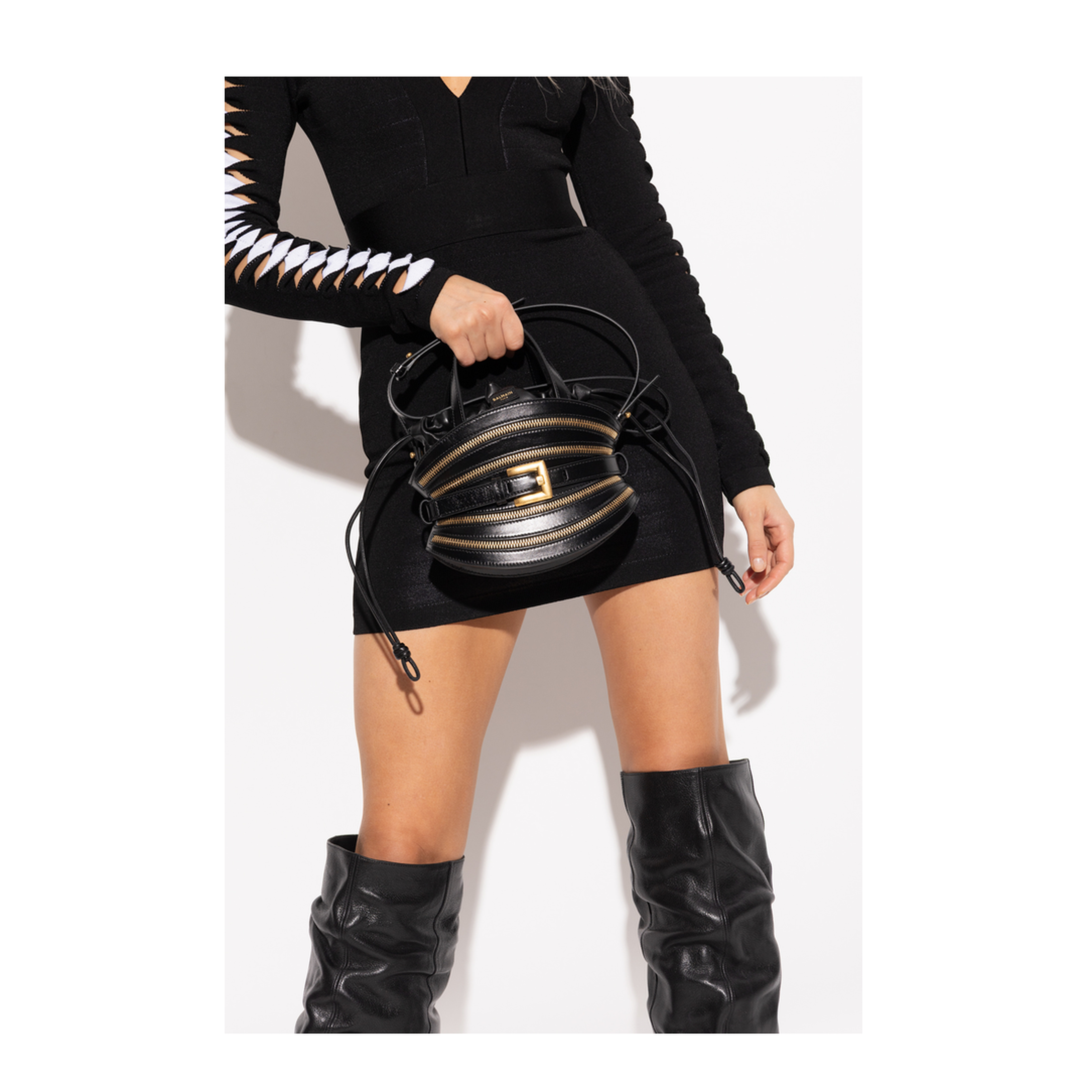 Mini Shuffle Zips Shoulder Bag Leather Black - Image 4