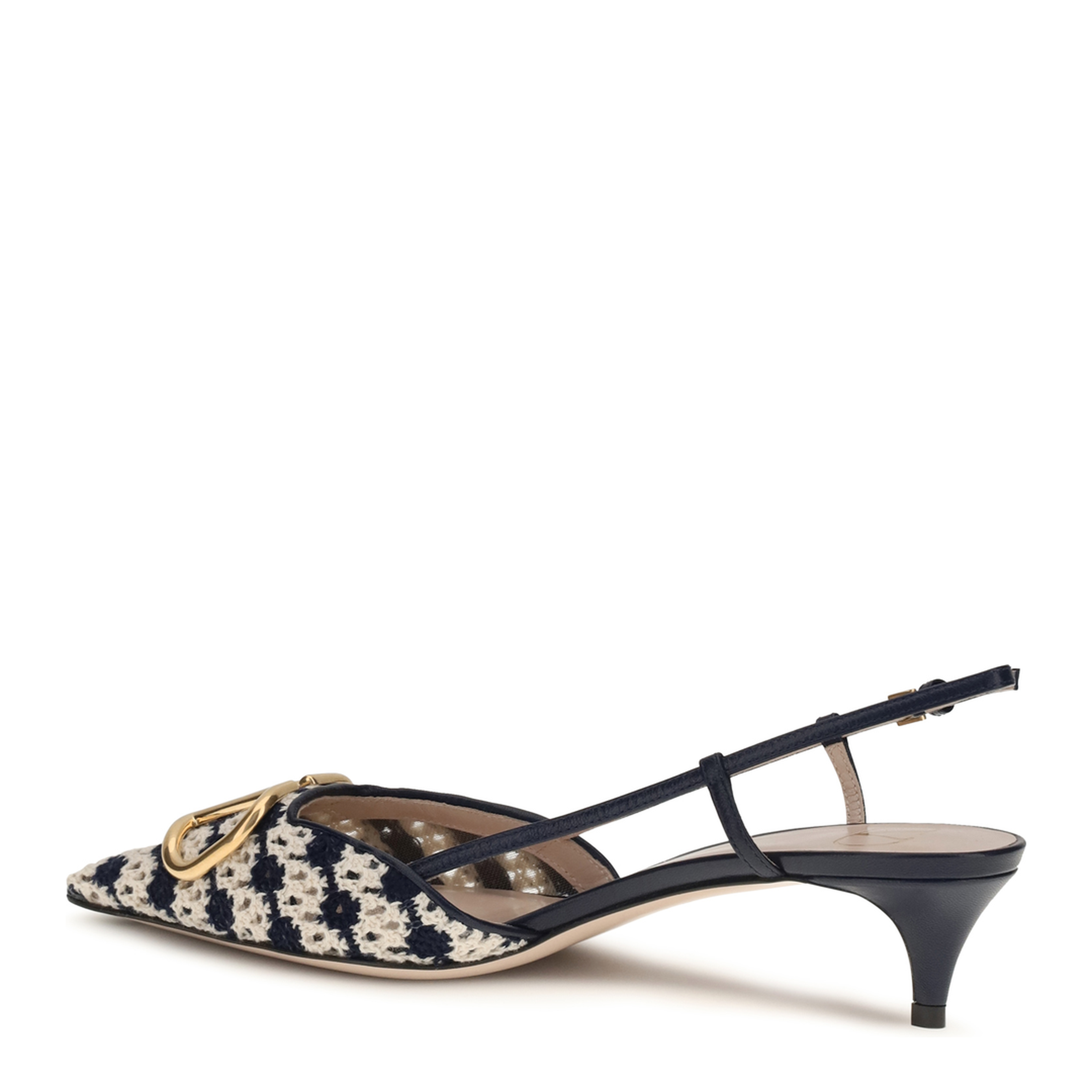 VLogo Signature Slingback Pumps in Crochet Fabric - Image 3