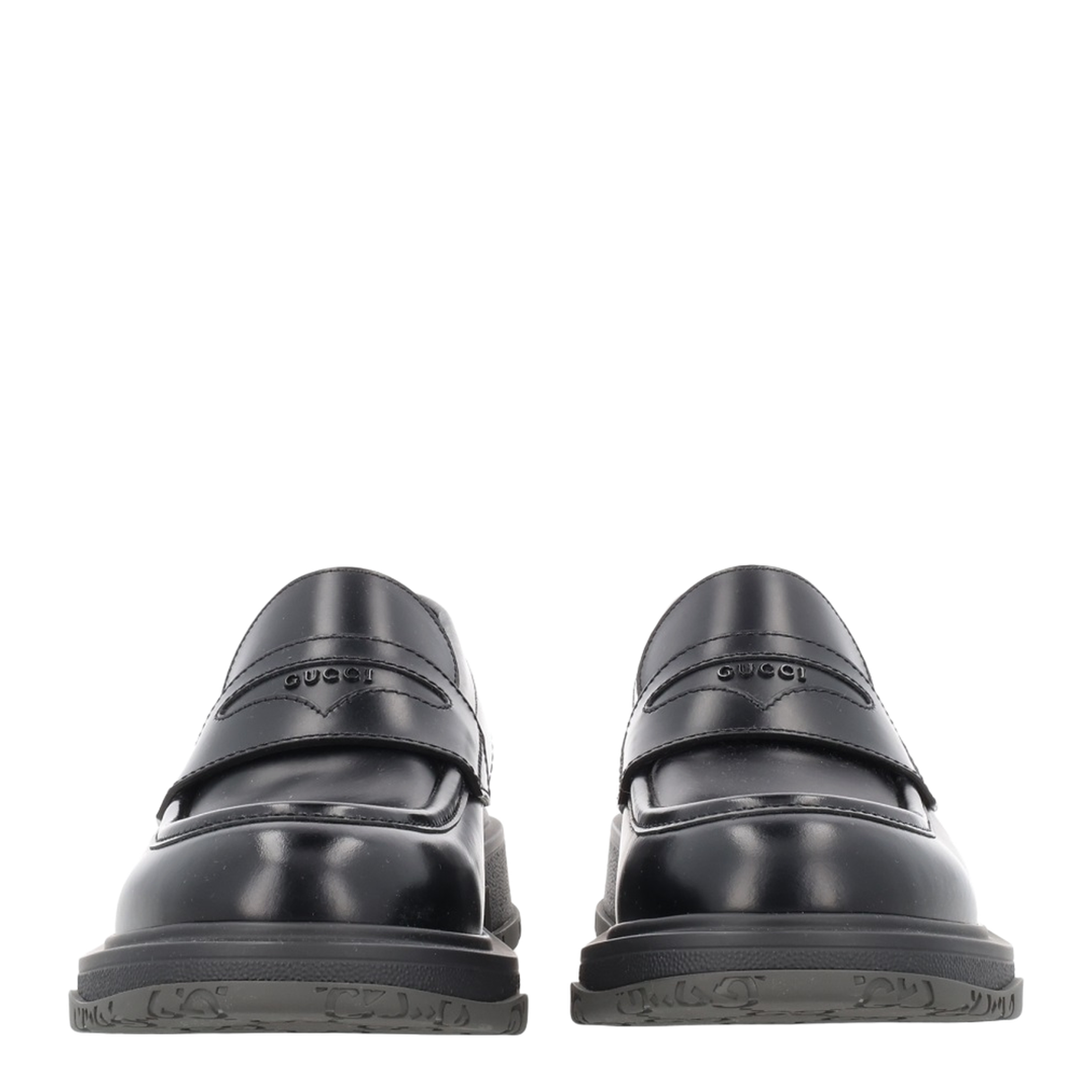 Black Leather Loafer with Logo - Image 3
