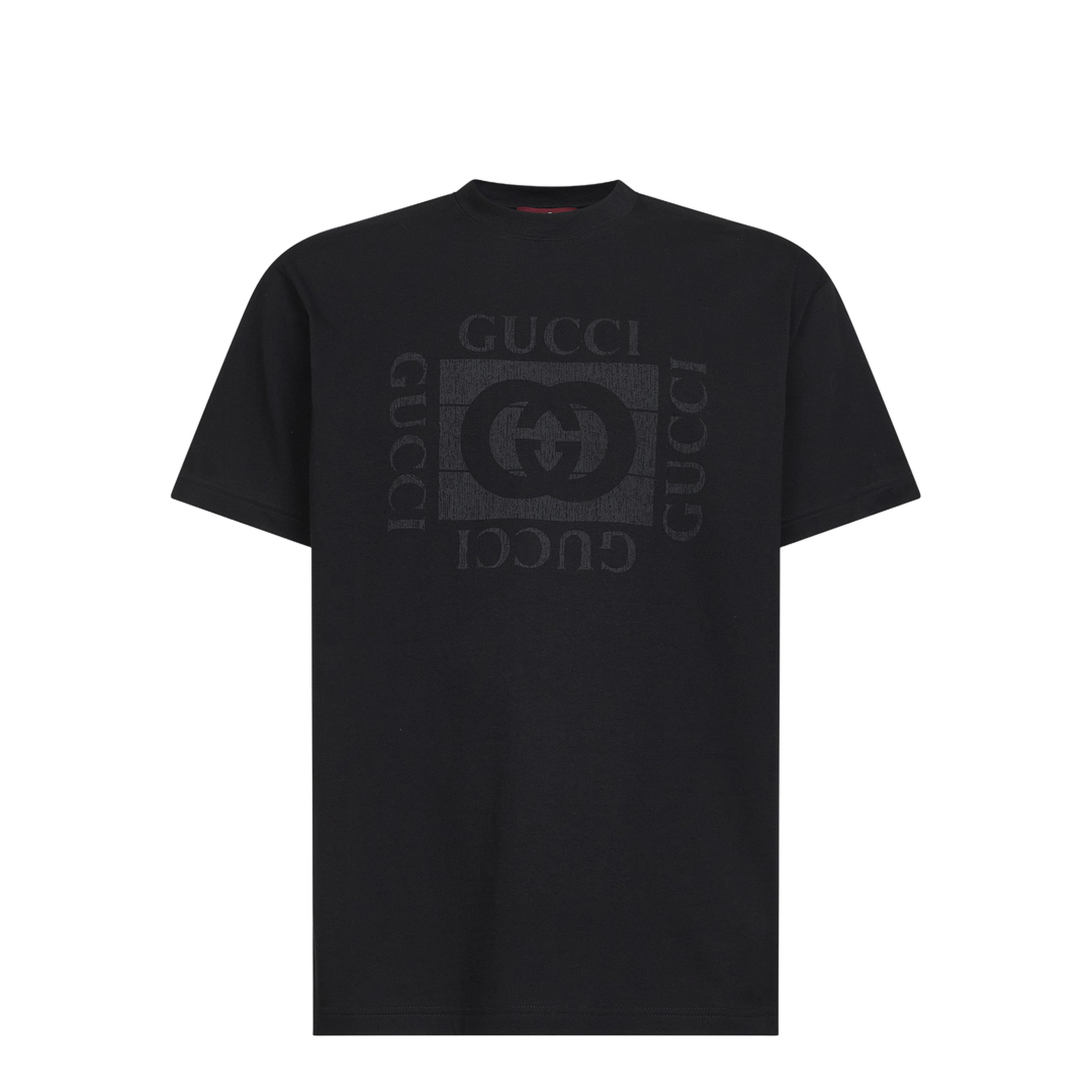 Cotton Jersey T-Shirt with Print in Black - Image 4