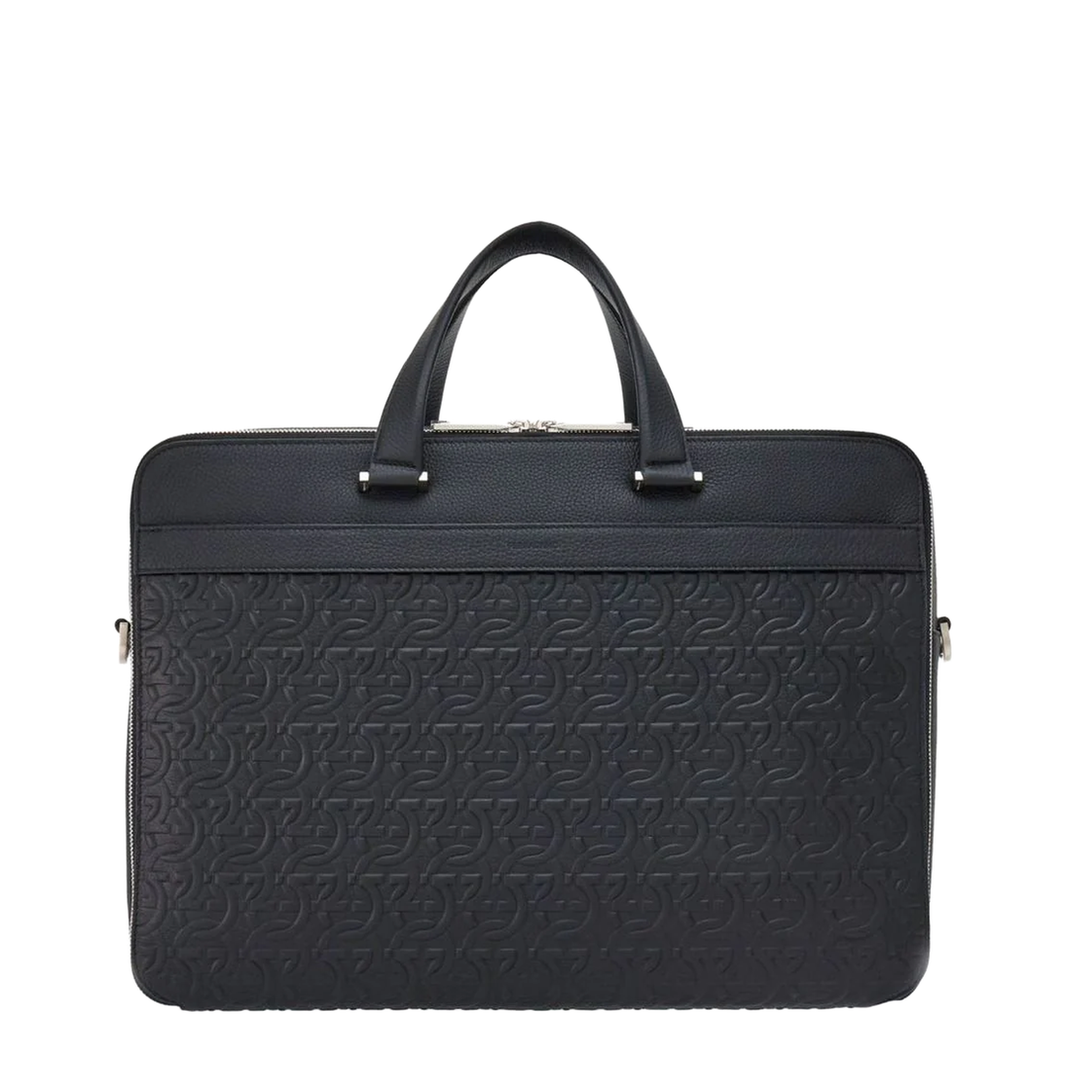 Gancini Embossed Calfskin Briefcase - Black - Image 1