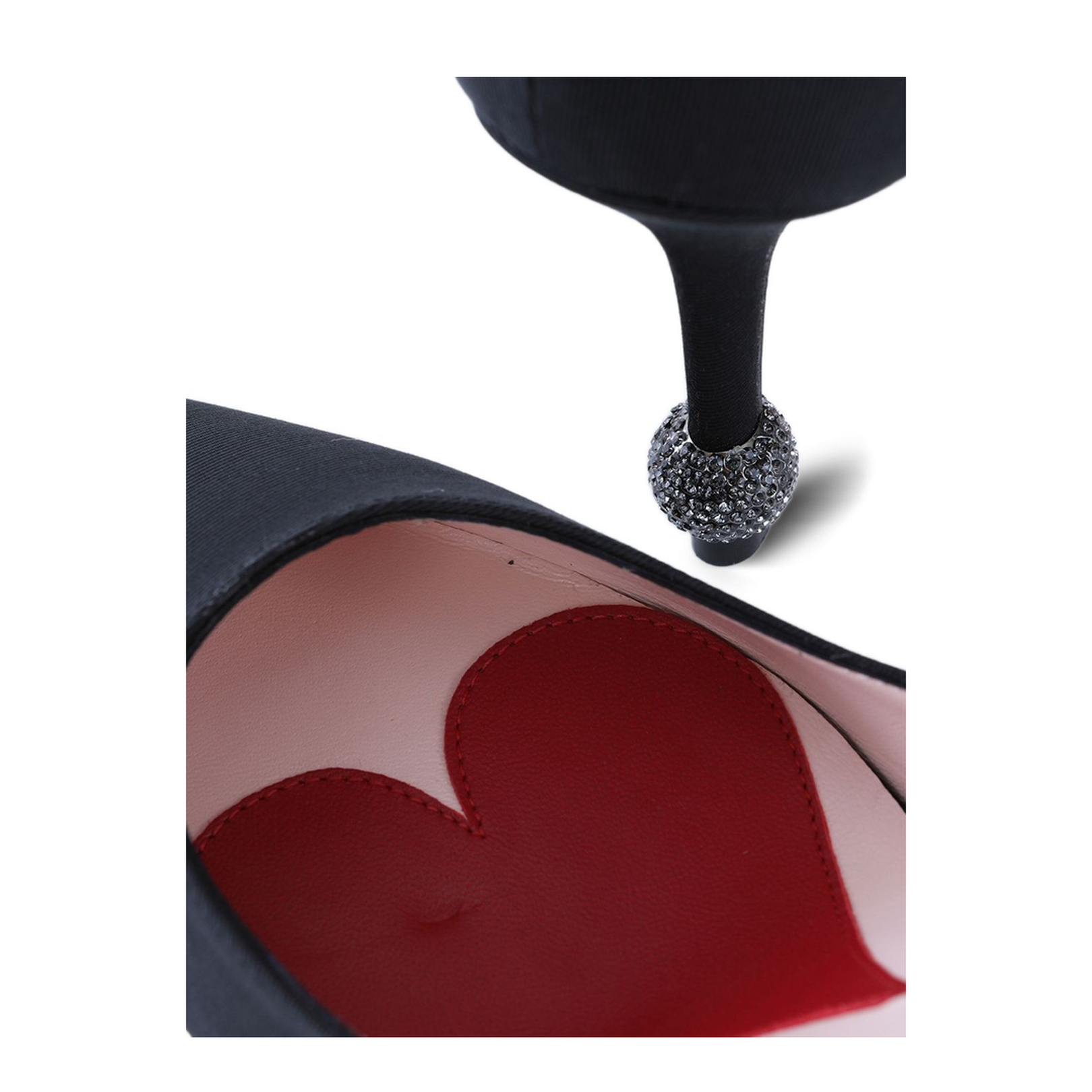 Jewel Heel Pumps in Grosgrain Black - Image 3