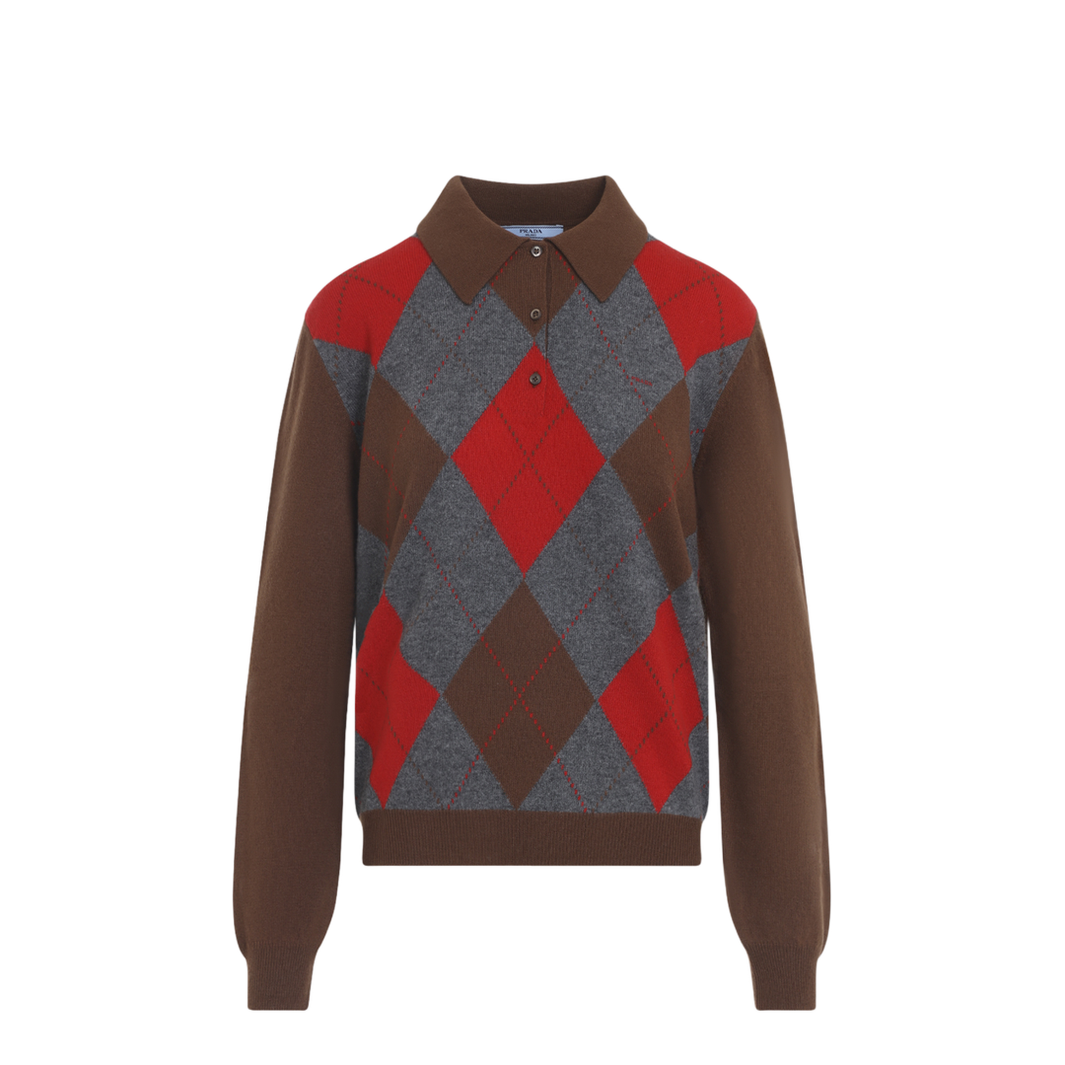 Argyle Knit Polo Sweater - Image 1