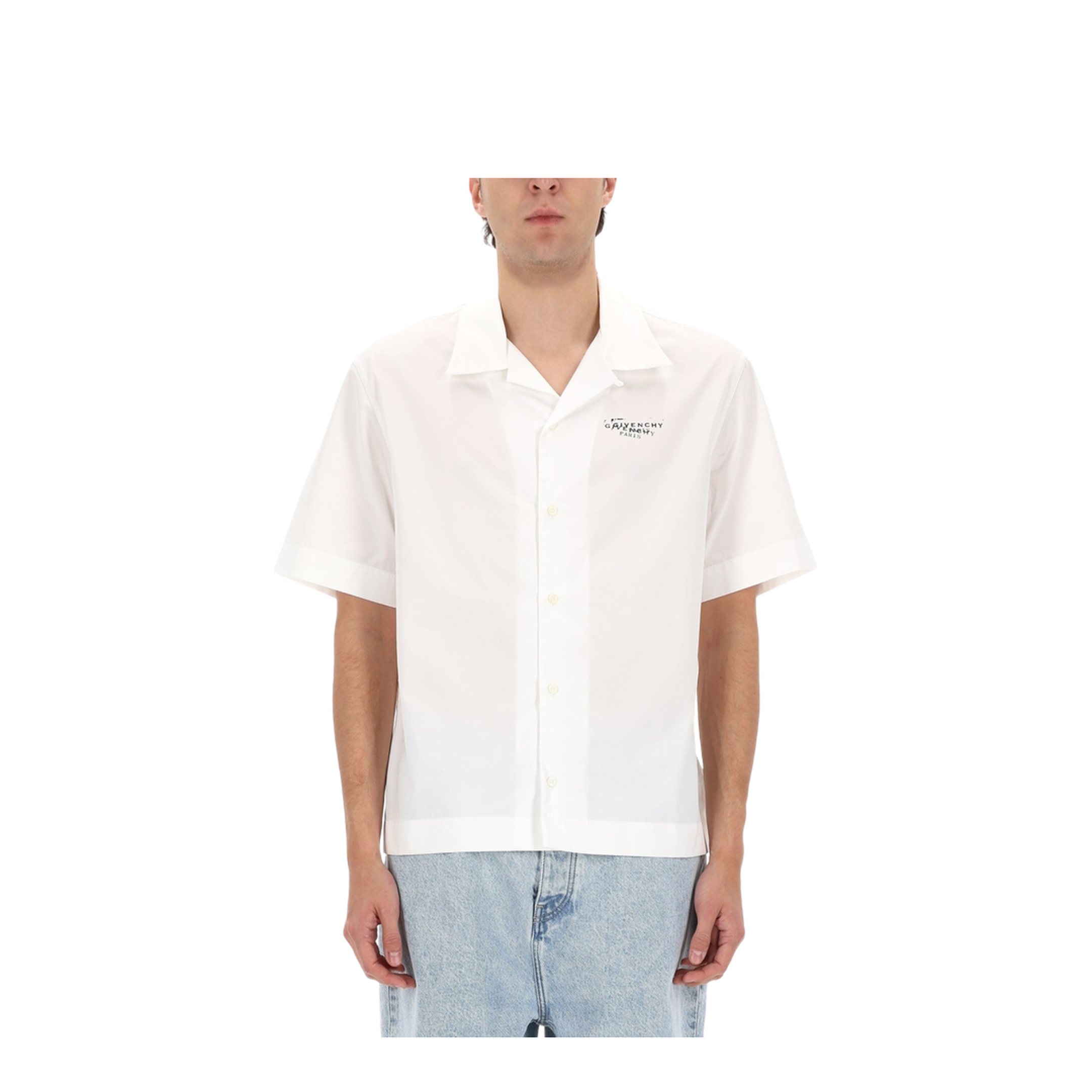 White Poplin Shirt with Logo Print - Image 4