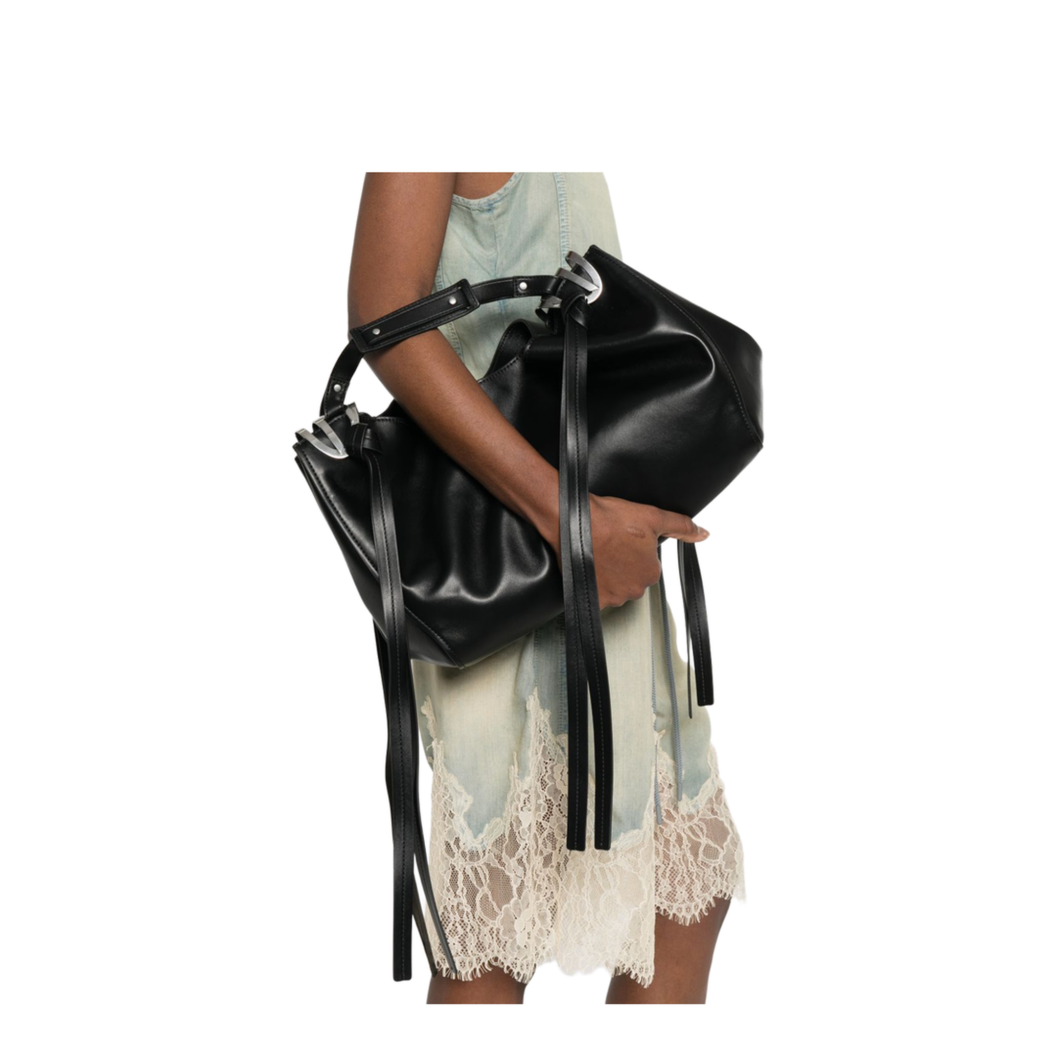 Knot-D Medium Polyurethane Top-Handle Bag - Black - Image 2