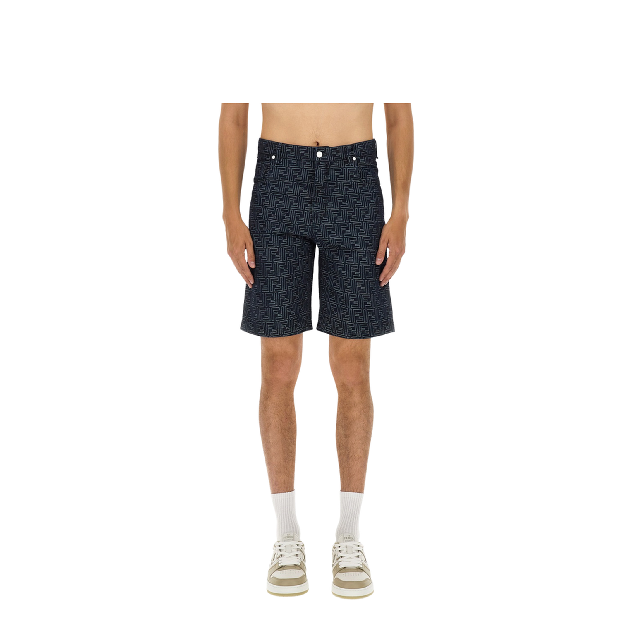 Jacquard FF Blue Denim Shorts - Image 1