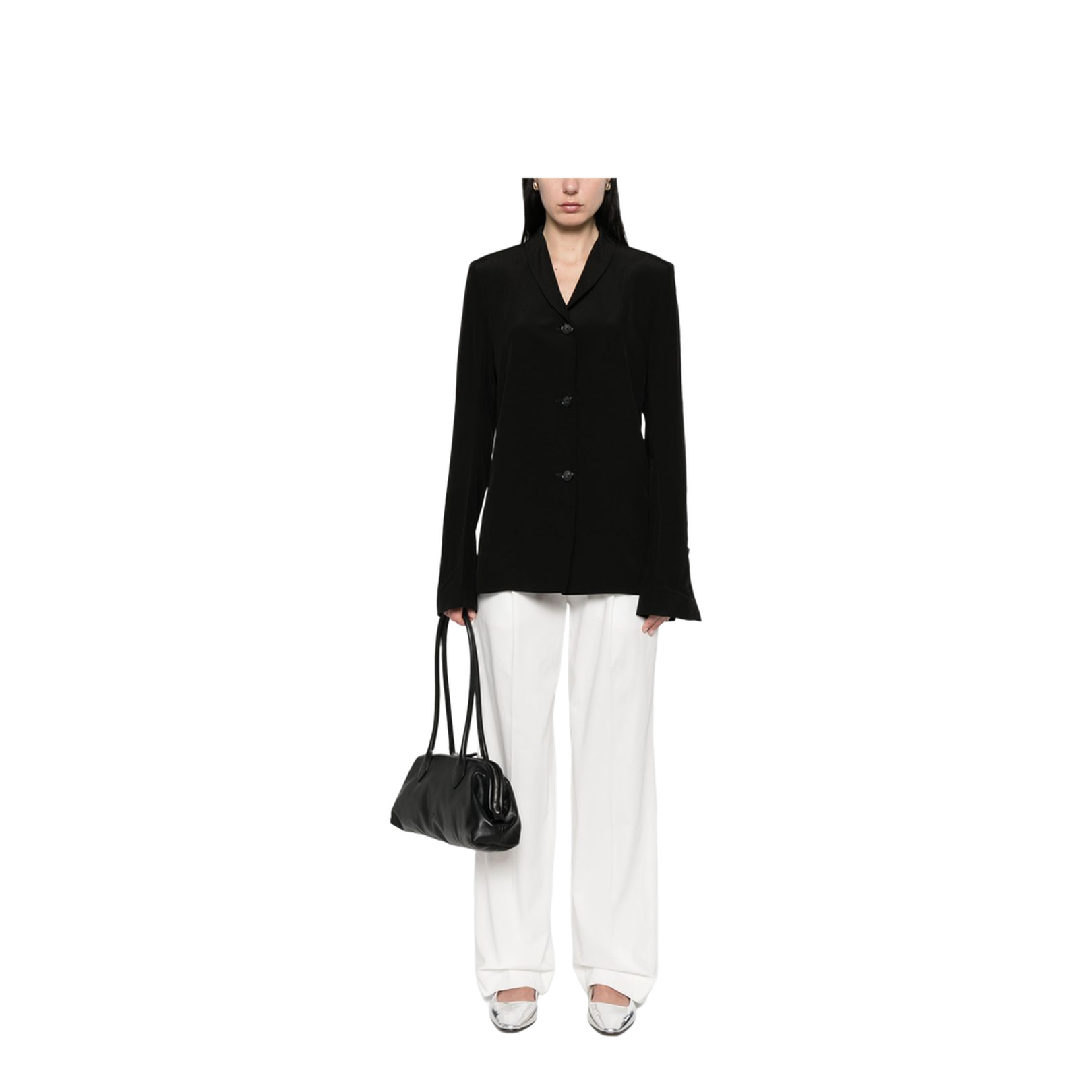 Black Convertible Neck Blazer - Image 2