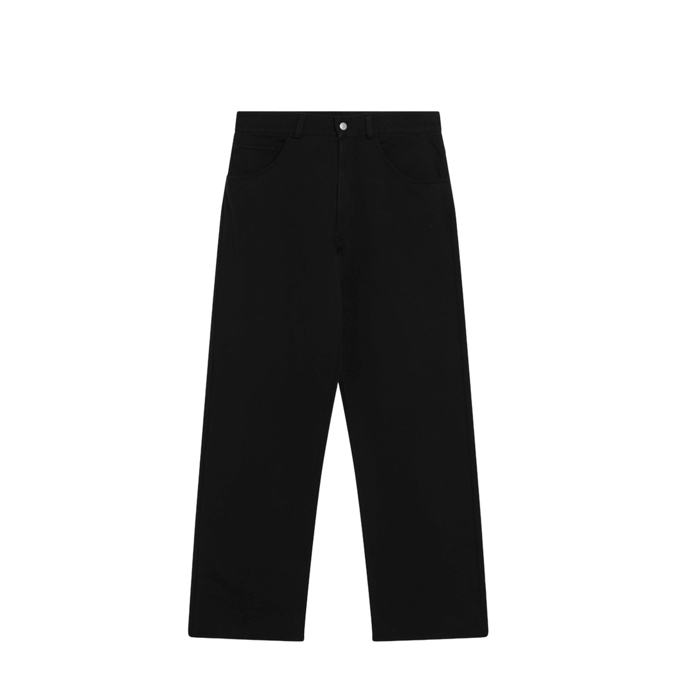 Wide-leg Cotton Trousers with Embroidered Logo Black - Image 1