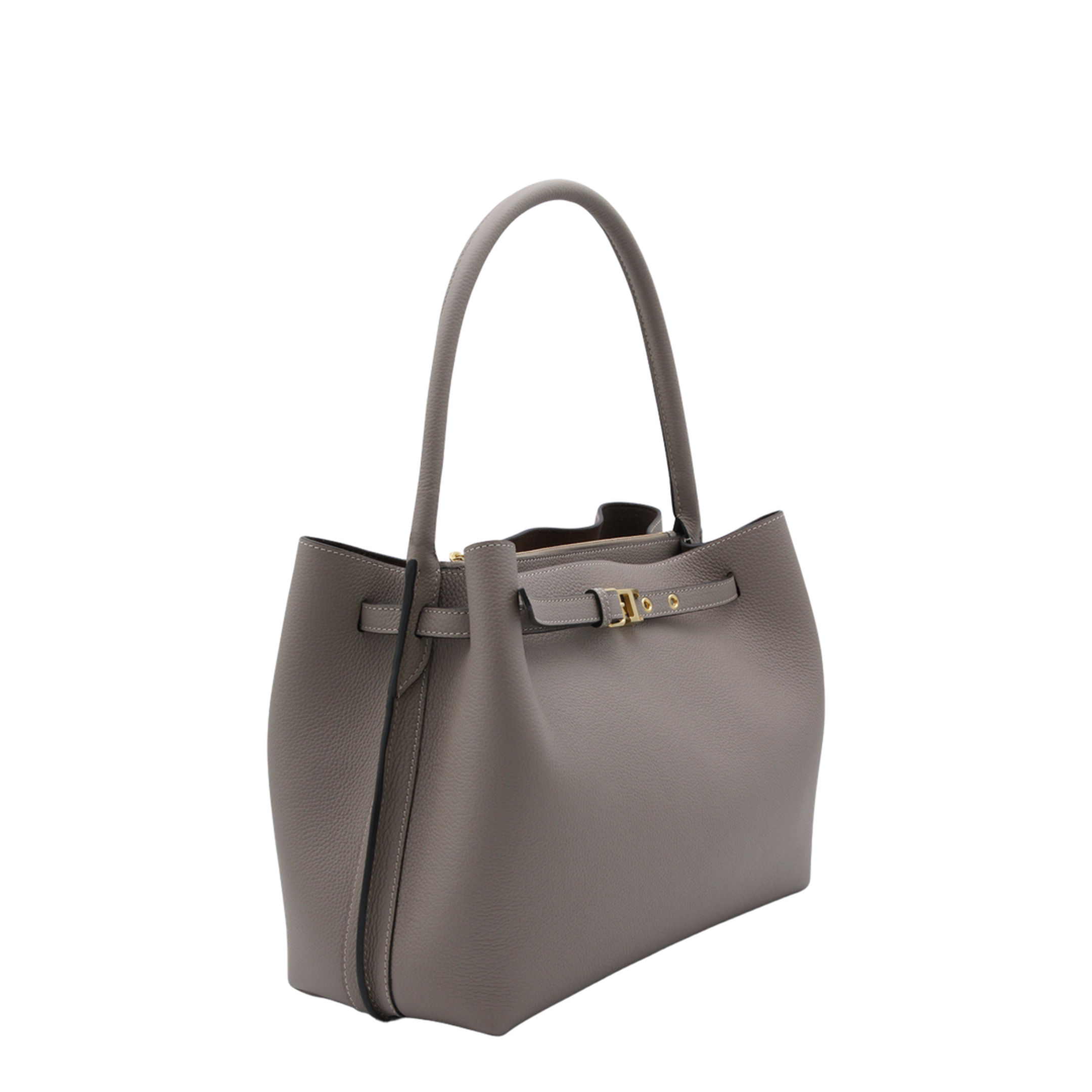 T Timeless Small Calf Leather Tote Bag - Beige Taupe - Image 3