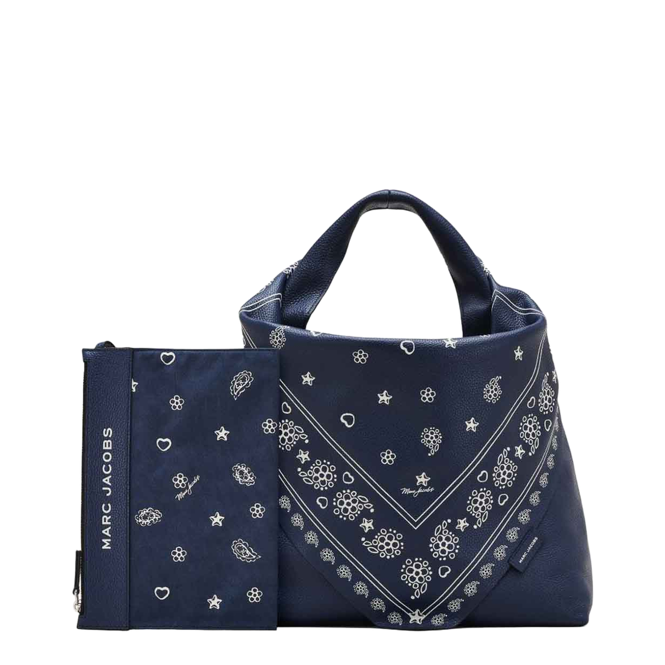The Sack Bag Medium Full Grain Leather Shoulder Bag - Navy Multi - Image 3