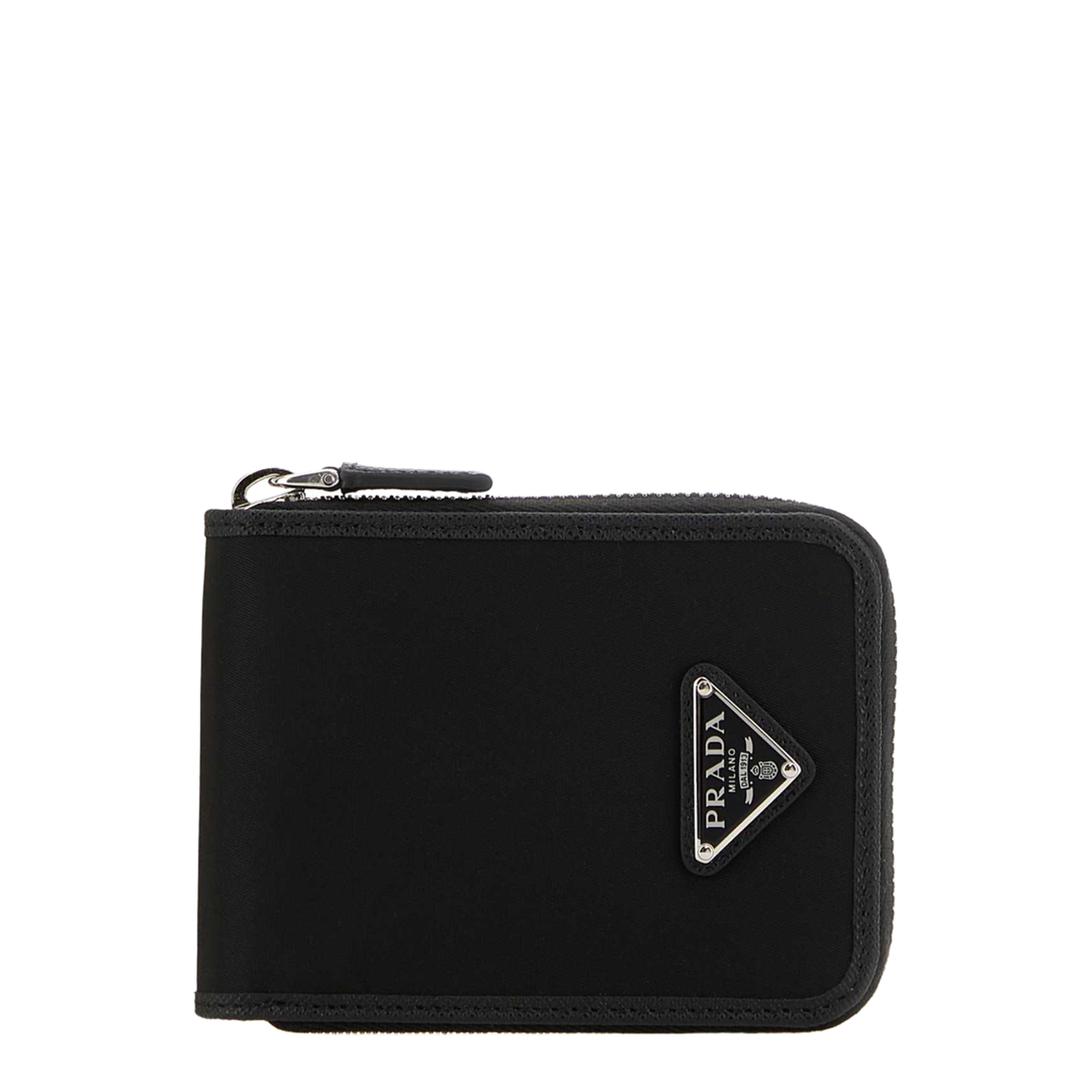 Re-Nylon and Saffiano Leather Bi-Fold Wallet - Black - Image 1