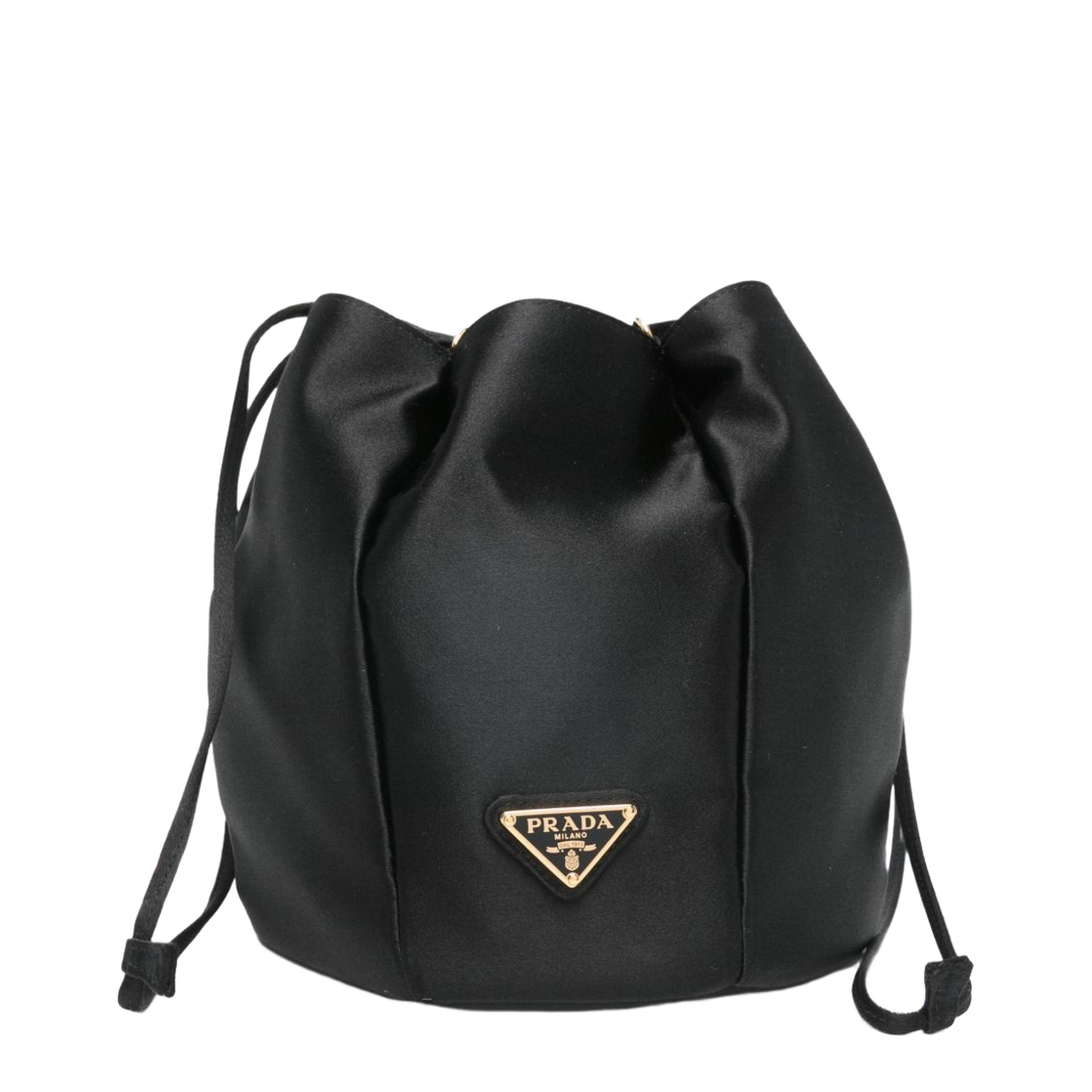 Mini Silk Viscose Bucket Bag - Black - Image 1