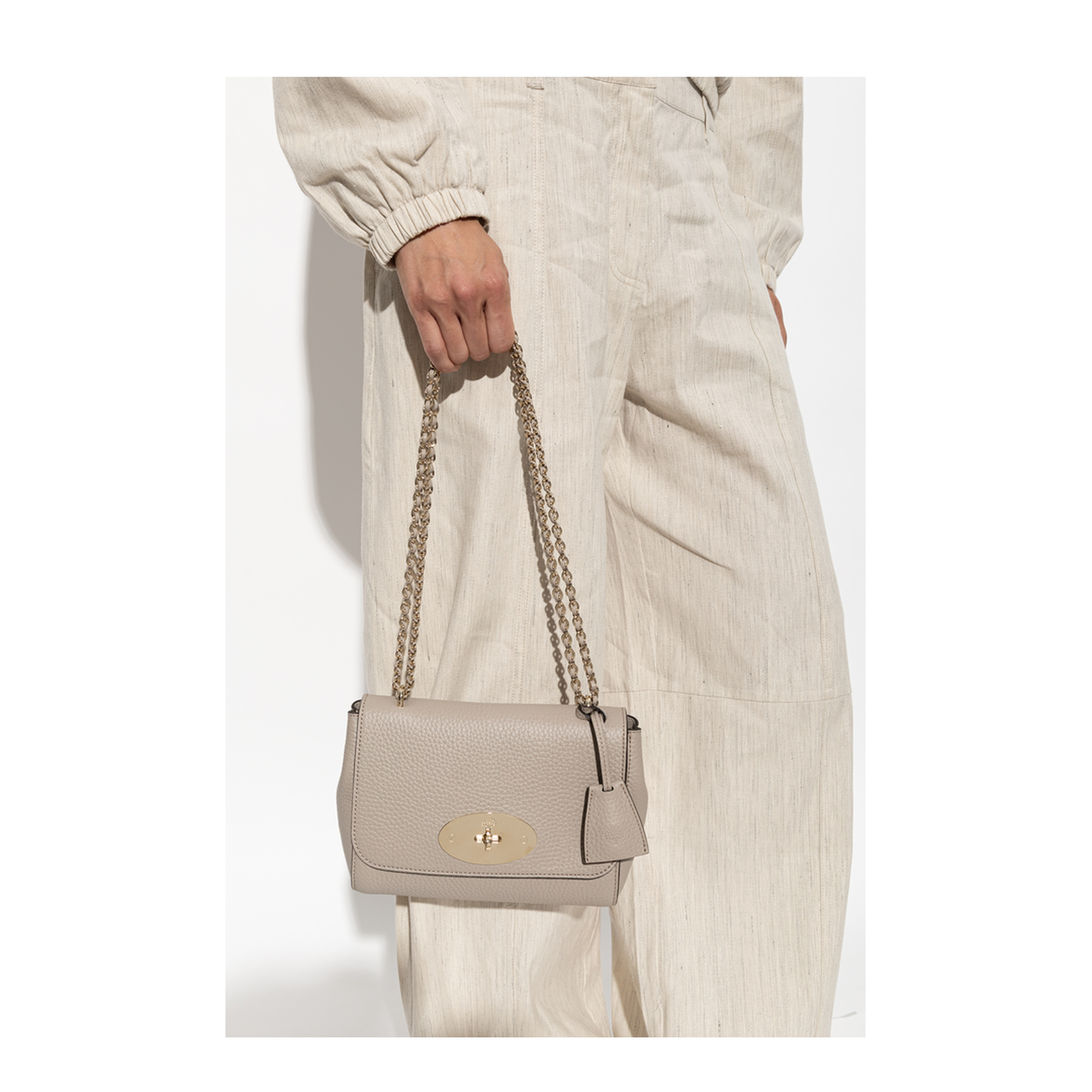 Lily Medium Heavy Grain Leather Shoulder Bag - Cashmere Taupe - Image 2