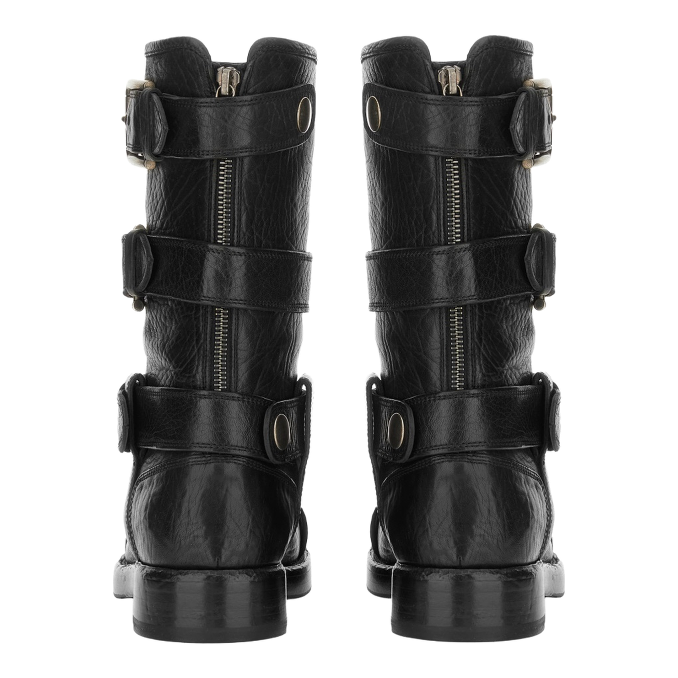 Black leather boots with straps - Image 3