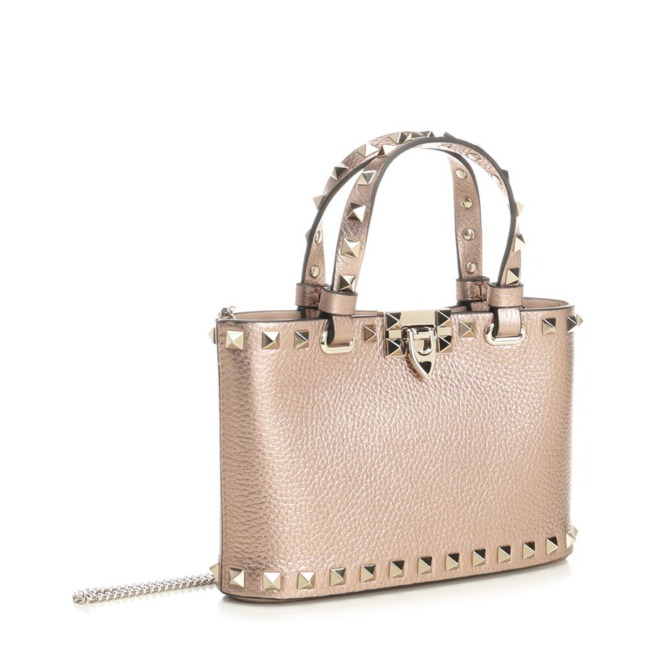 Rockstud Mini Leather Tote Bag - Rose Cannelle - Image 2