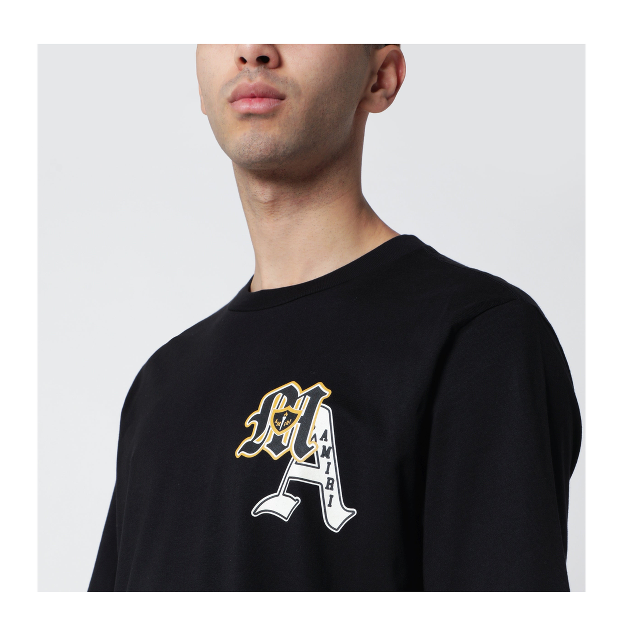 Black Varsity Patch Cotton T-Shirt - Image 2