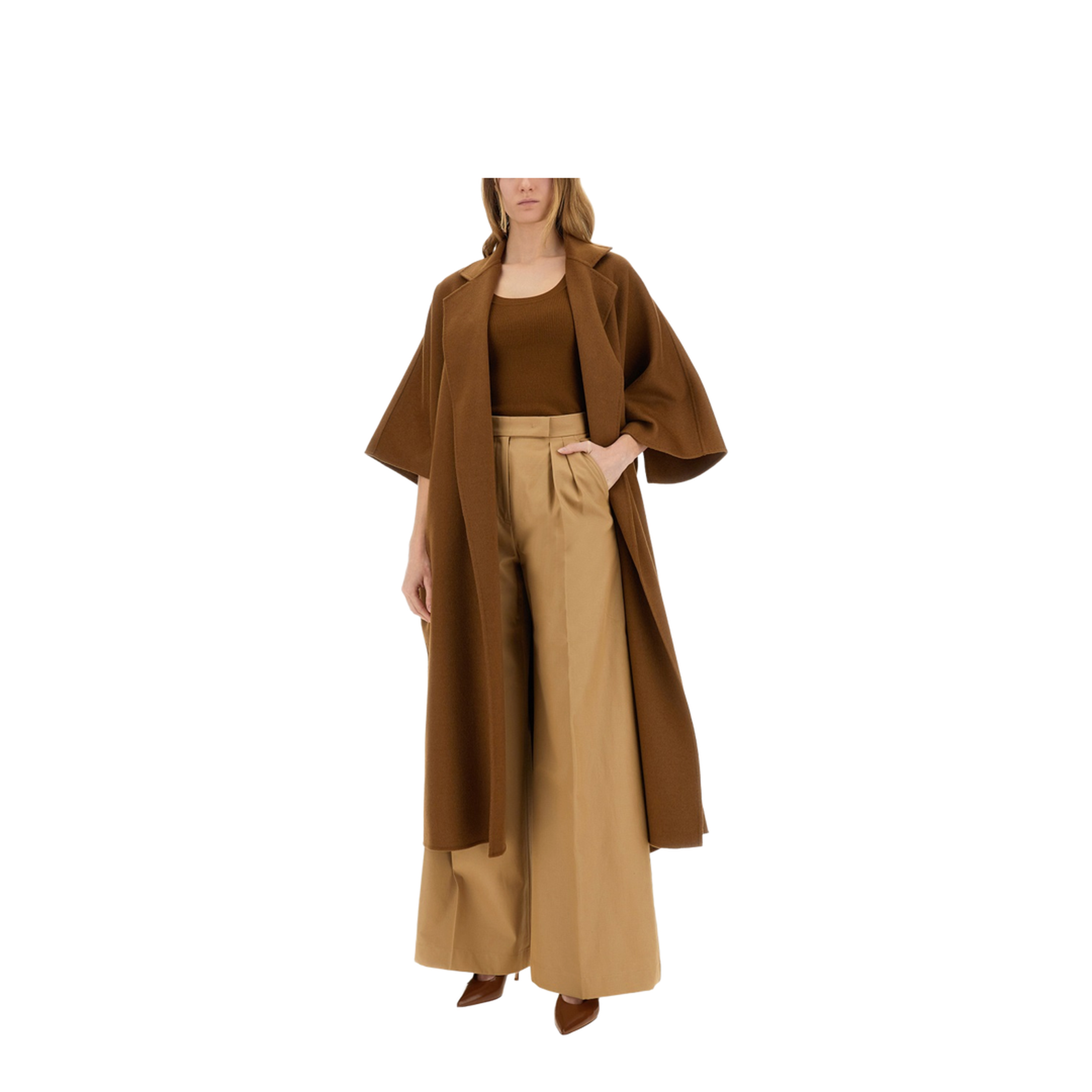 Camel Drap Cape Coat - Image 2