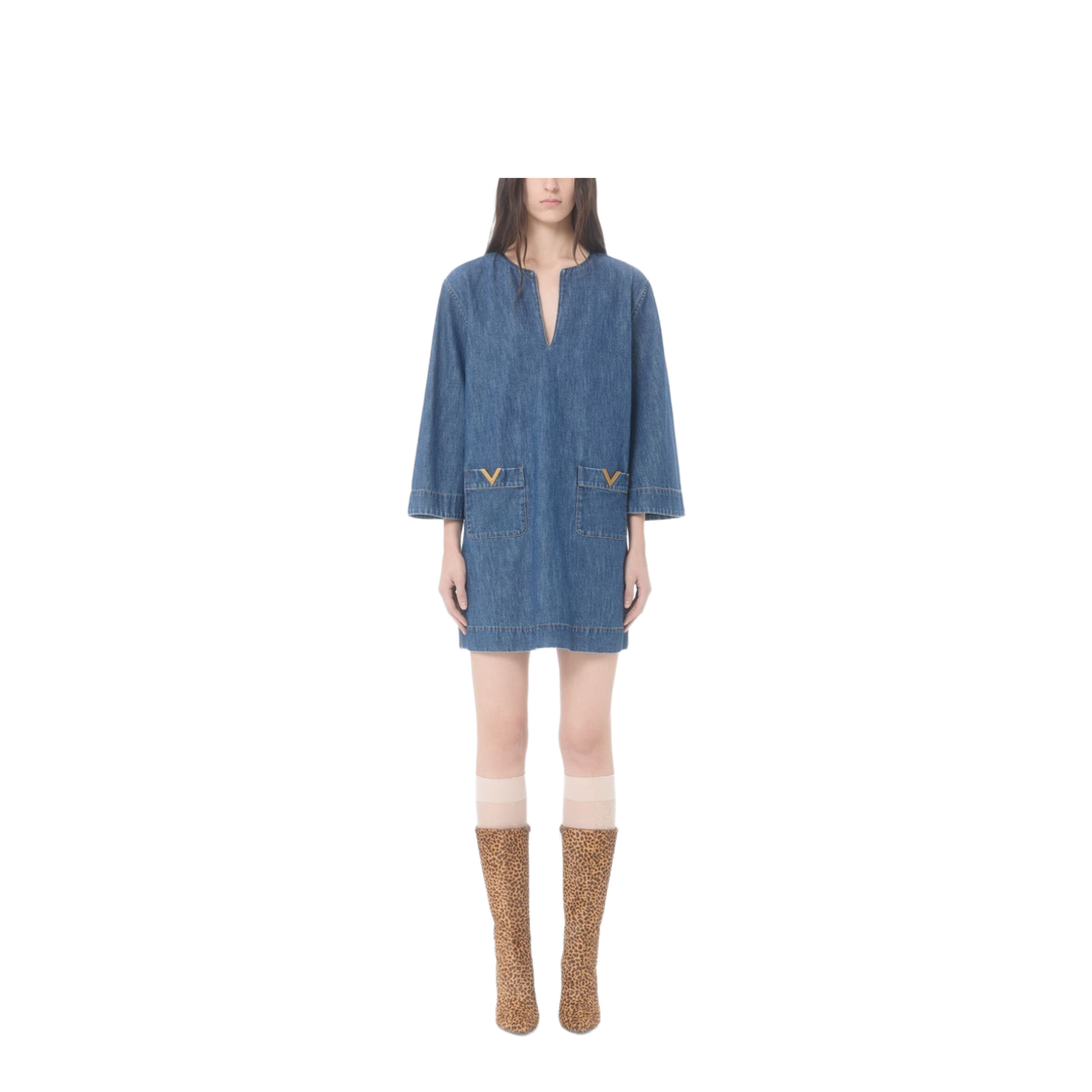 Vlogo Signature Denim Short Dress - Image 2