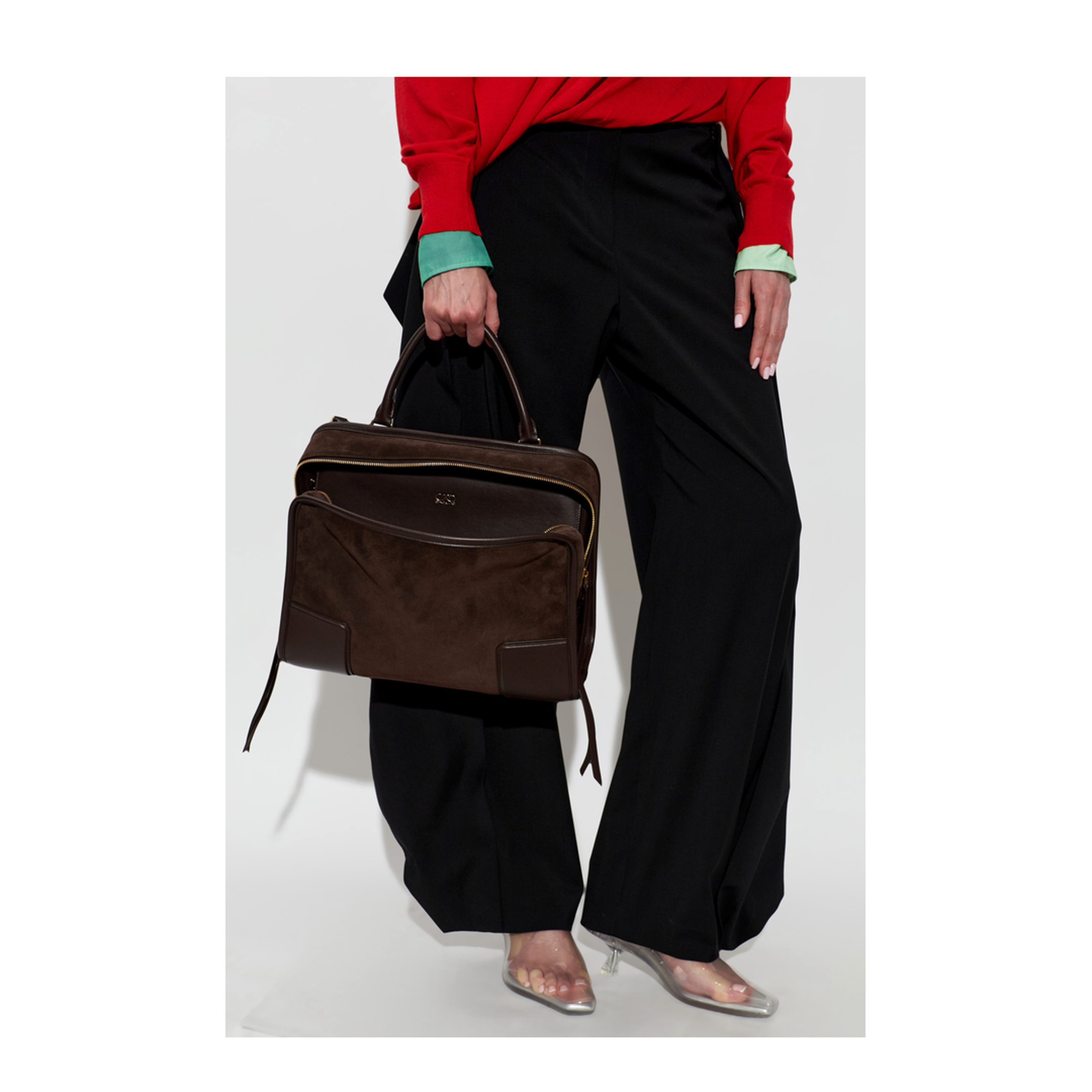 Amazona 180 Large Suede Handbags - Dark Chestnut - Image 2