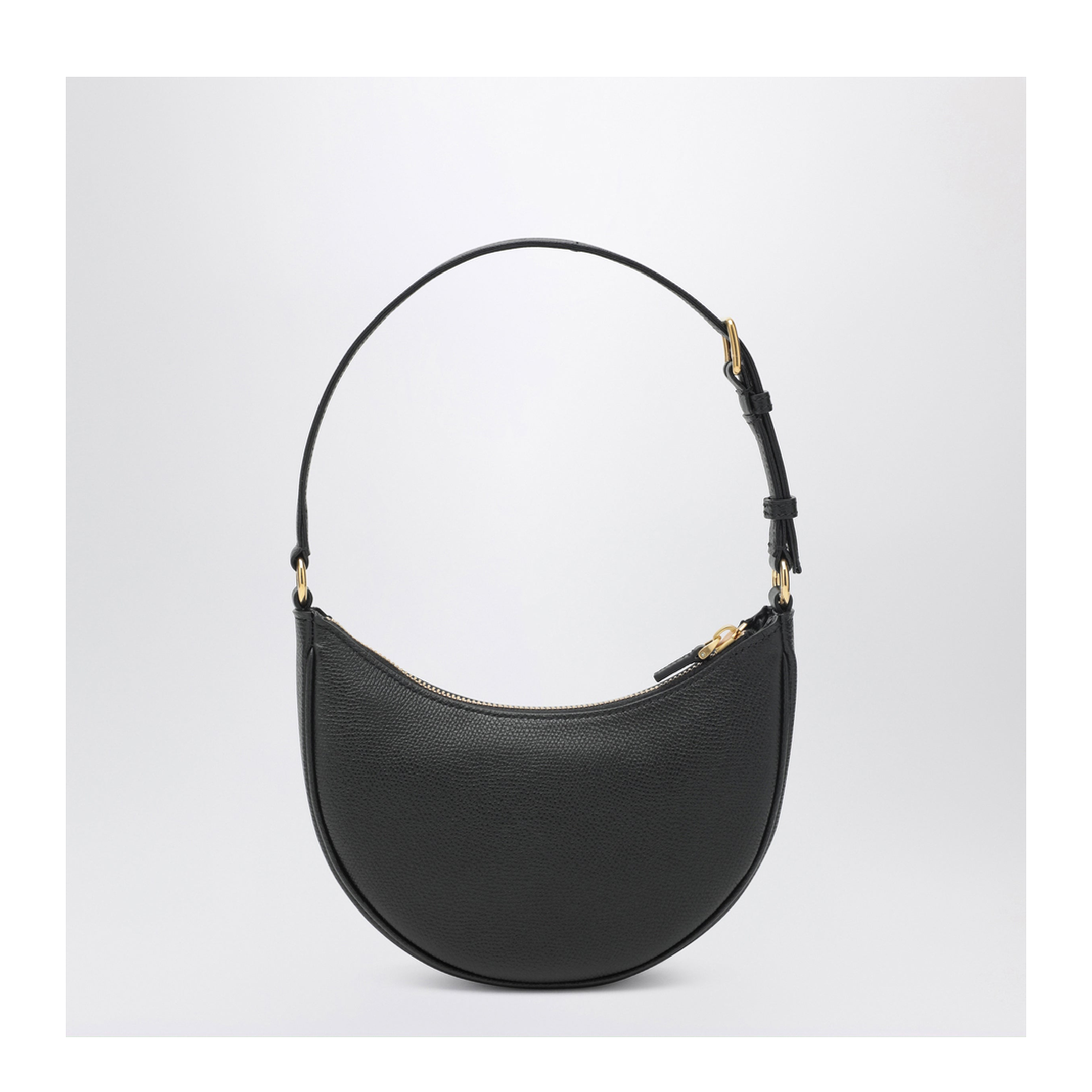 VLogo Signature Mini Grainy Calfskin Hobo Bag - Black - Image 2
