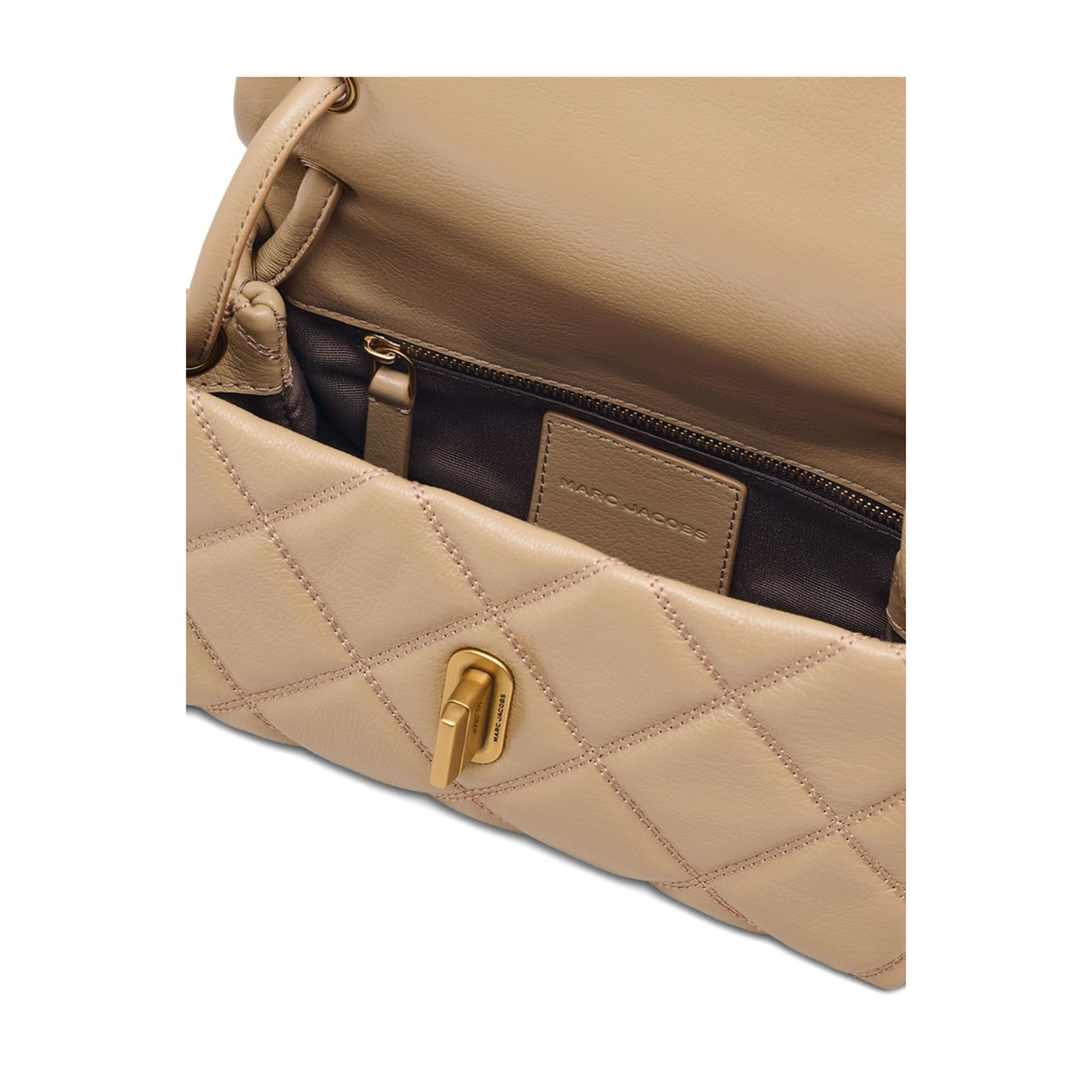 Mini Quilted Leather Shoulder Bag - Camel - Image 6