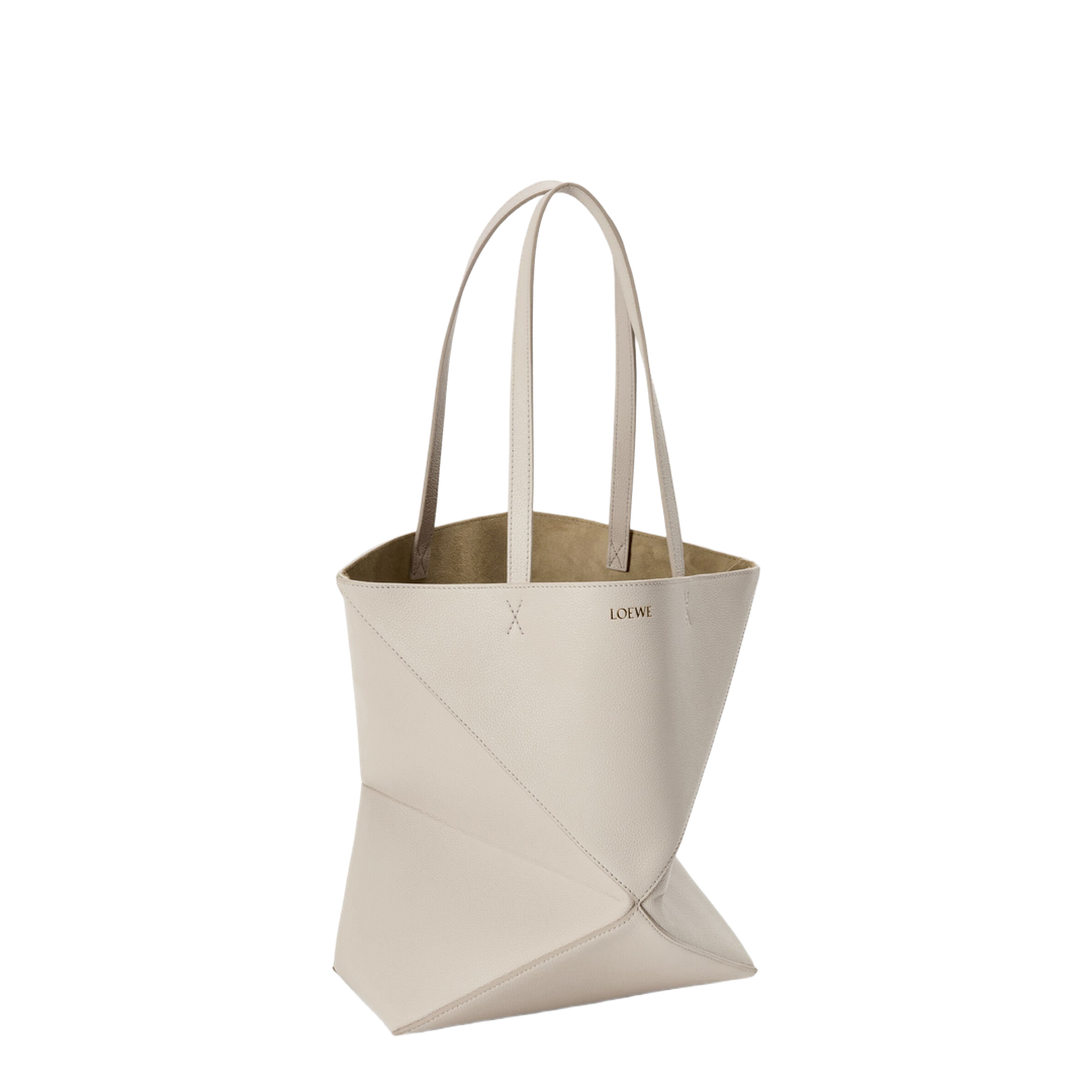 Medium Puzzle Fold Tote in Soft Grained Calfskin Grey - Image 2