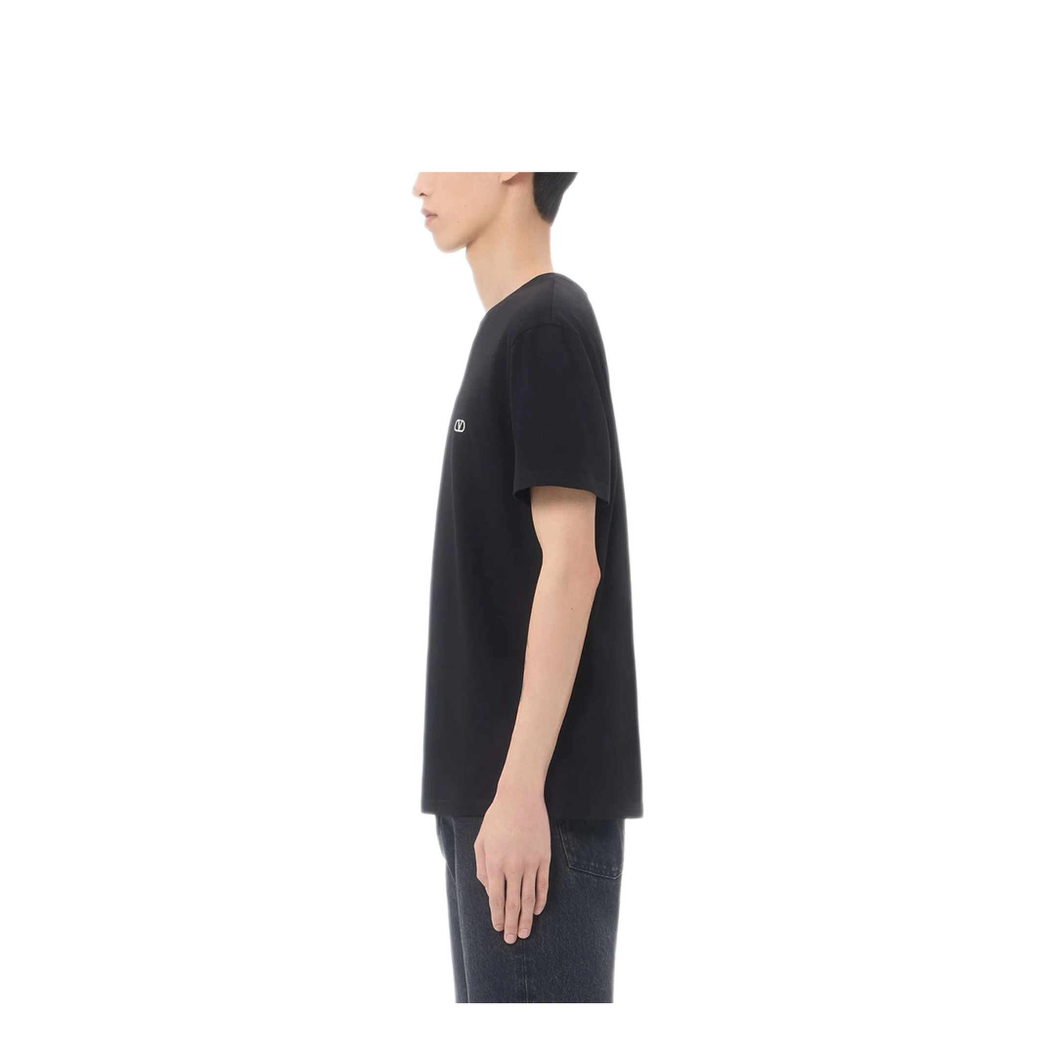 Cotton T-Shirt with Vlogo Embroidery - Image 3