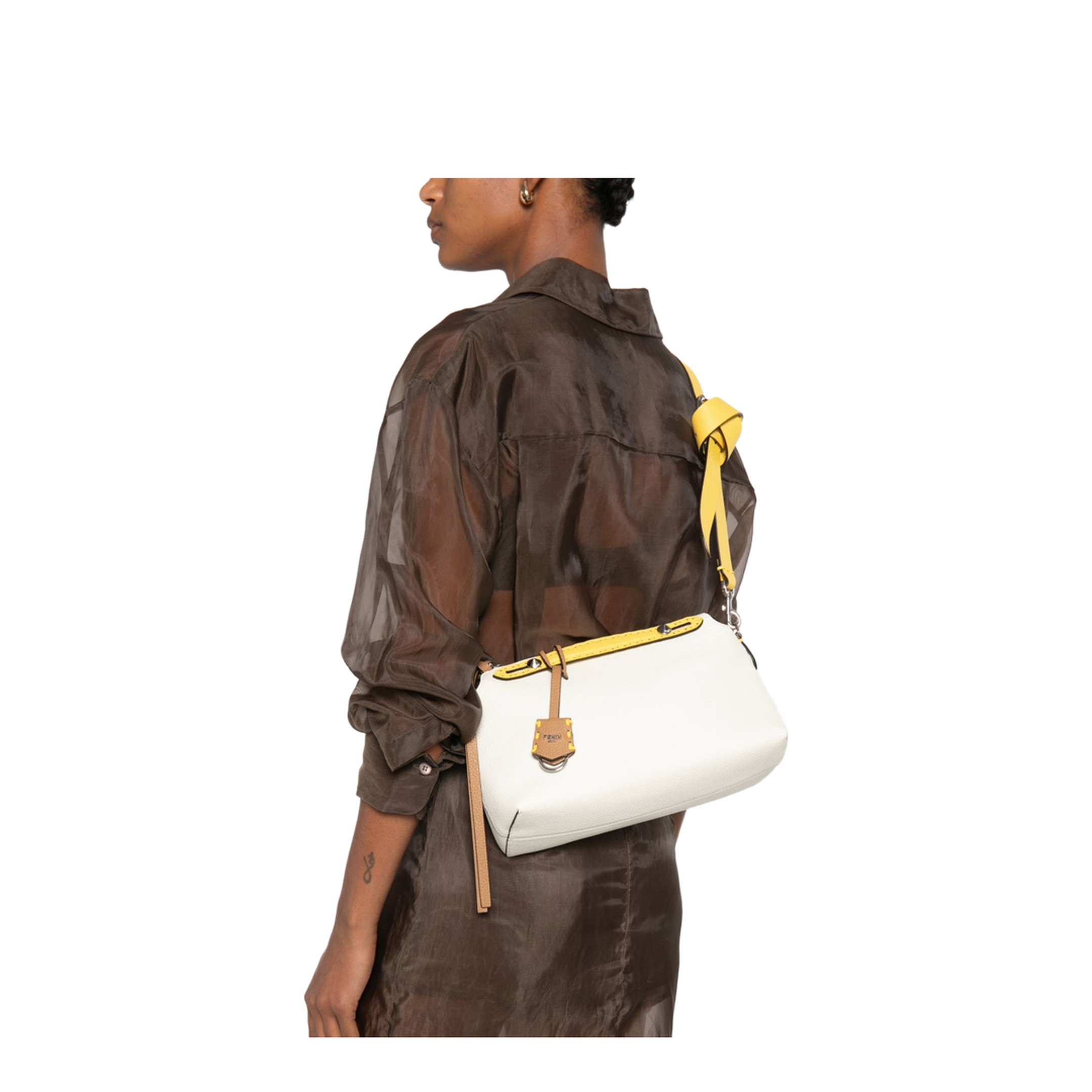 By The Way Medium Calfskin Top-Handle Bag - Ice White (Avorio) - Image 3